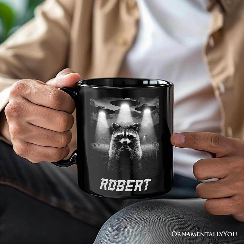 Funny Raccoon UFO Personalized Mug