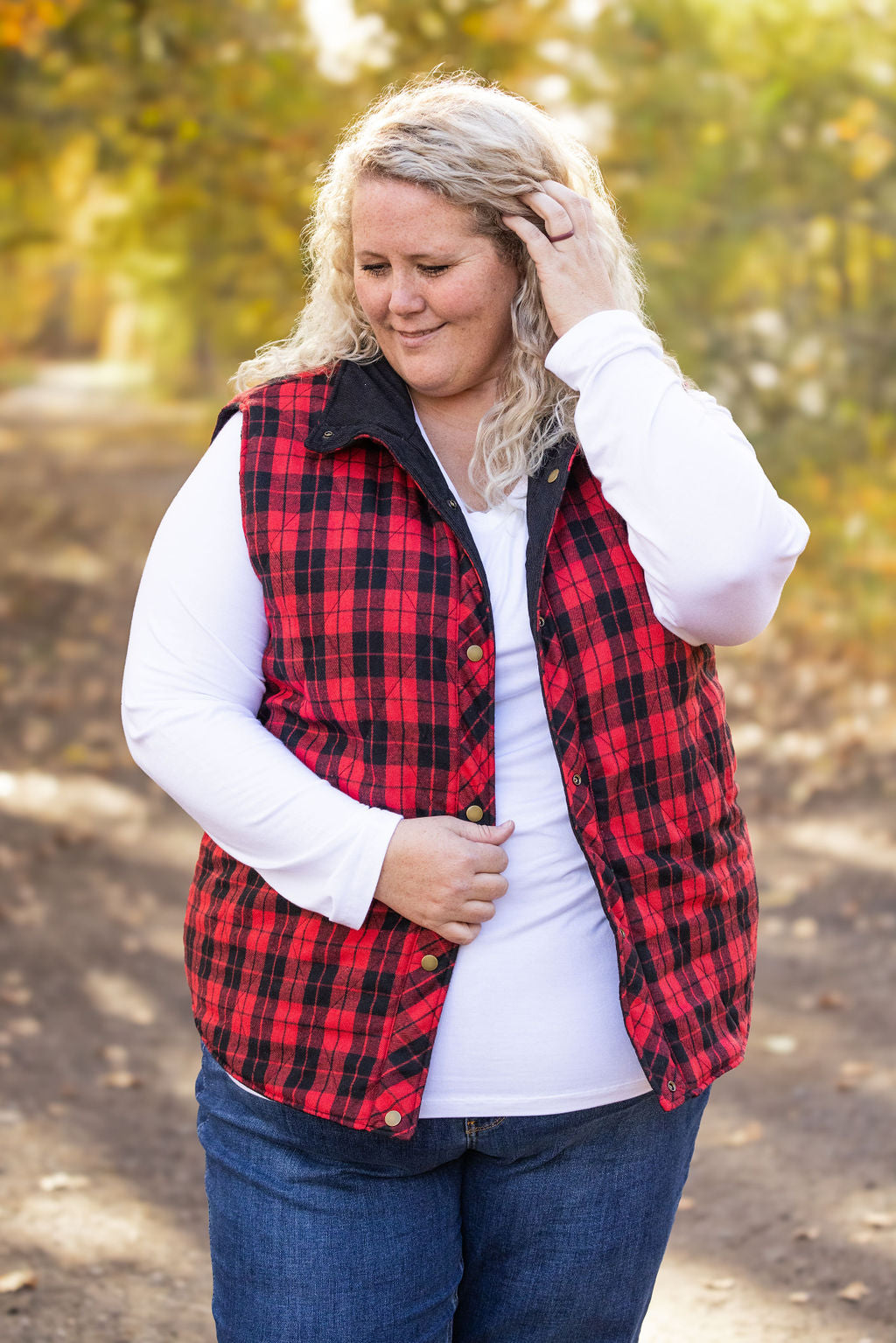 Reversible Vest - Corded Black and Plaid