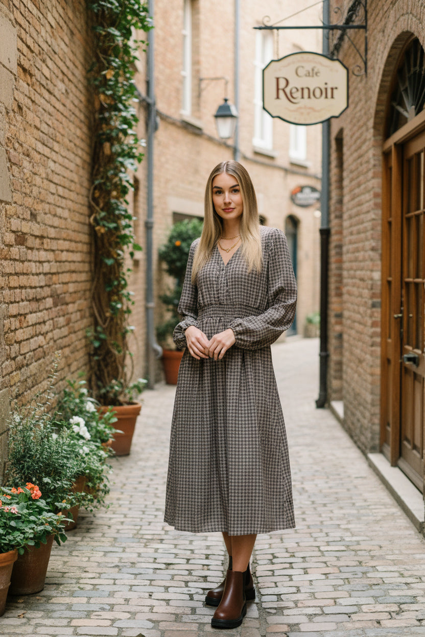 Fairytale Plot Plaid Midi Dress