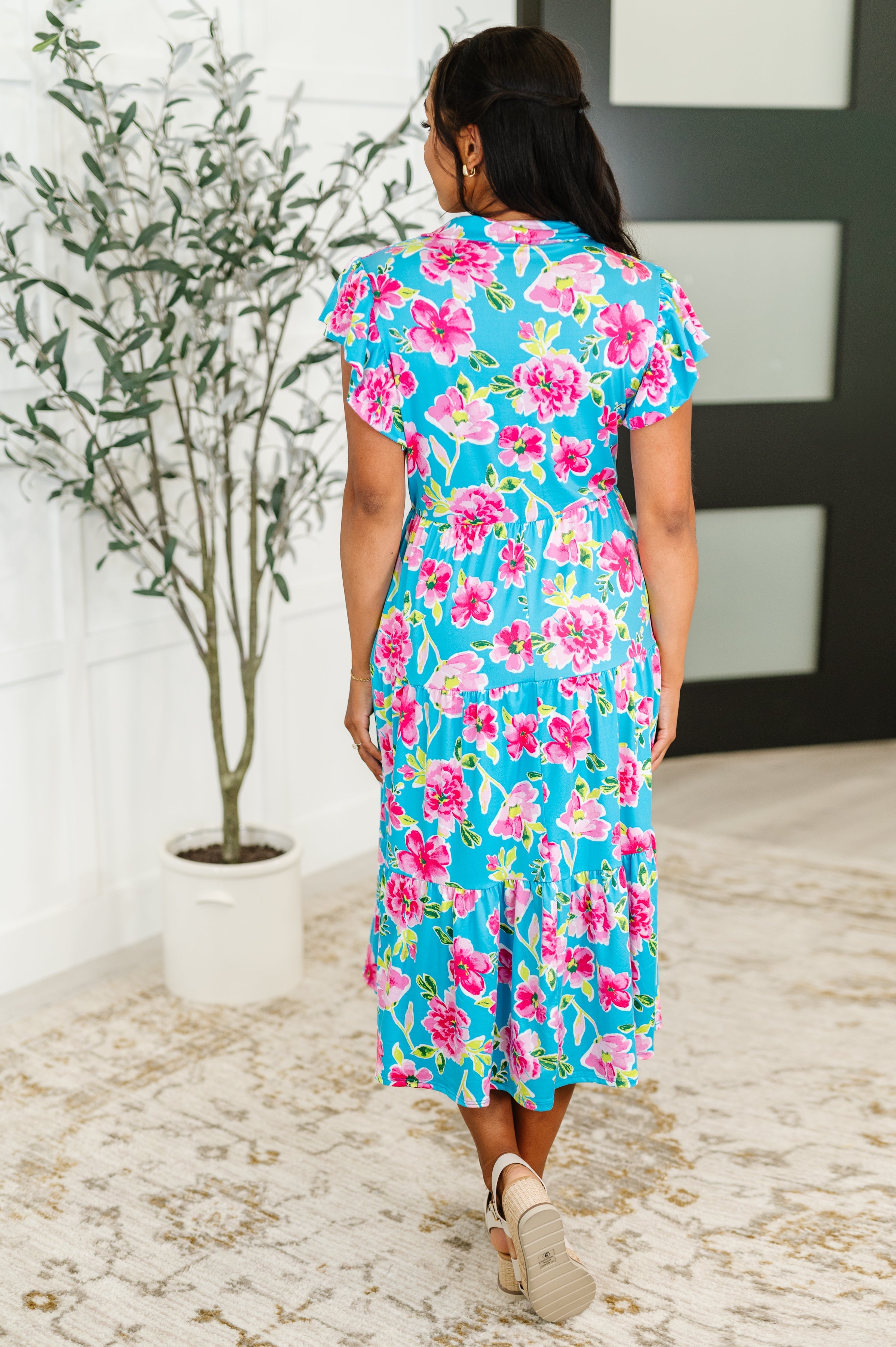 Fleurget Me Not Tiered Flutter Sleeve Dress