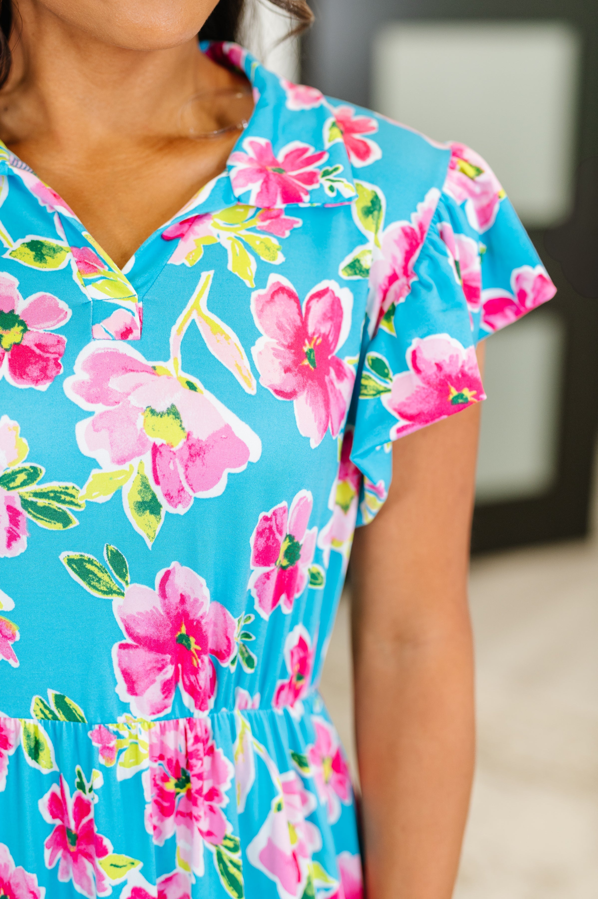 Fleurget Me Not Tiered Flutter Sleeve Dress