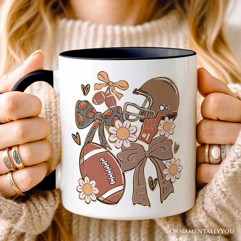 Football Mom Coquette Bow Daisy Personalized Mug