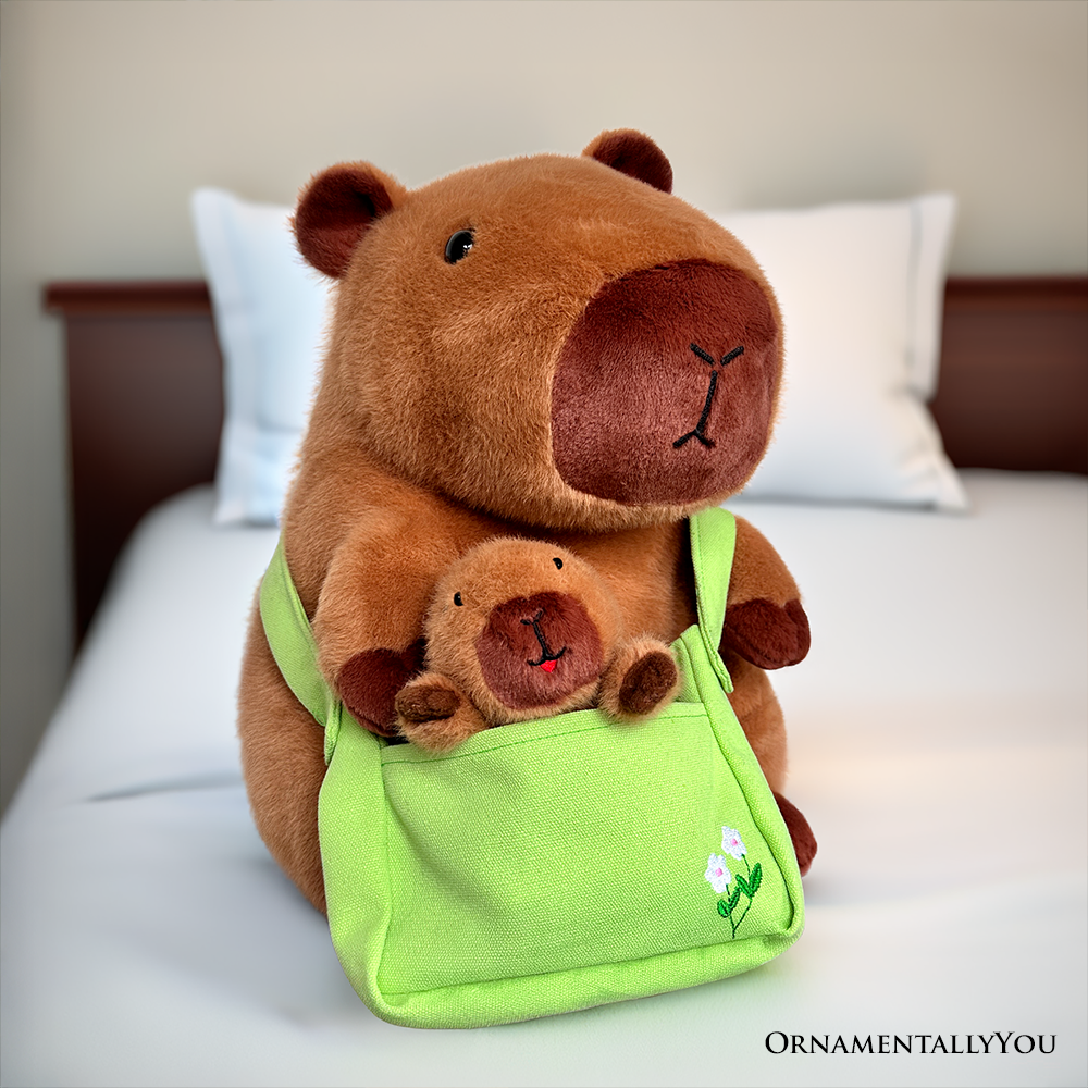 (PRE ORDER) Coco the Capybara and Her Baby Plushie Set, Adorable 12" Stuffed Animal Toy Gift