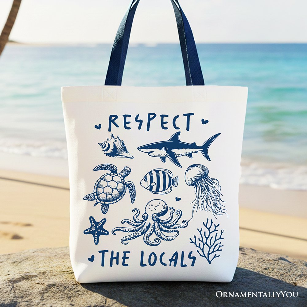 Respect the Locals Ocean Animals Canvas Tote Bag