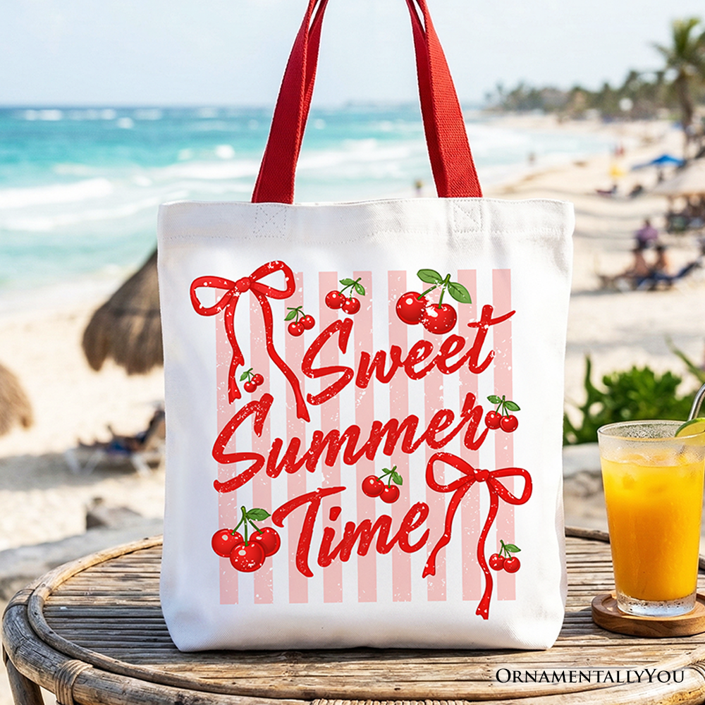Striped Cherry Sweet Summer Time Tote Bag