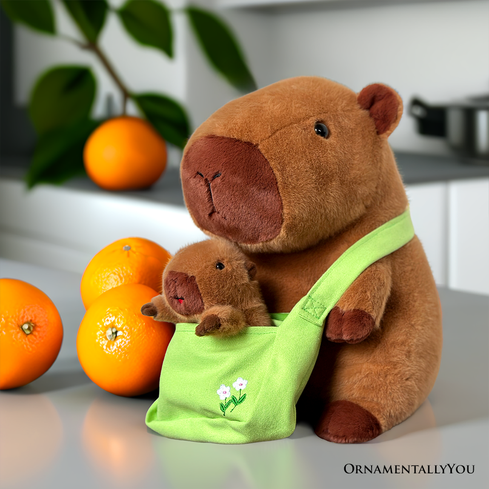(PRE ORDER) Coco the Capybara and Her Baby Plushie Set, Adorable 12" Stuffed Animal Toy Gift