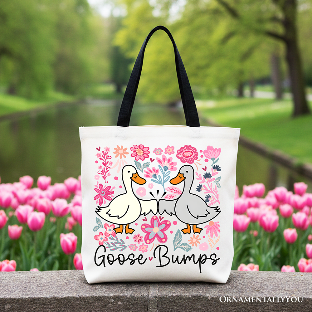 Funny Goose Bumps Floral Canvas Tote Bag