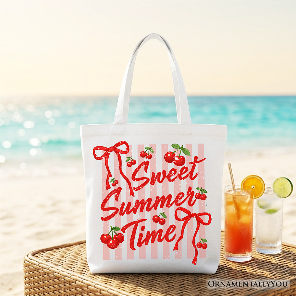 Striped Cherry Sweet Summer Time Tote Bag