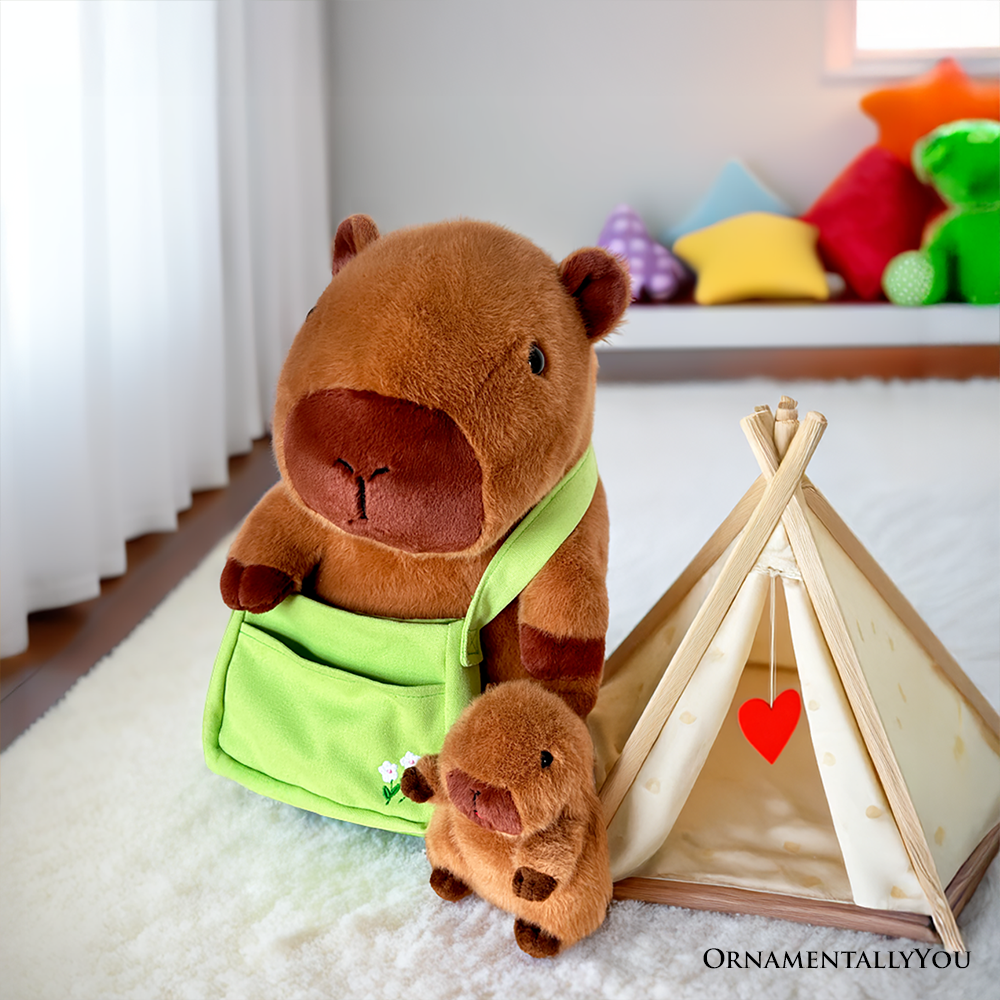 (PRE ORDER) Coco the Capybara and Her Baby Plushie Set, Adorable 12" Stuffed Animal Toy Gift