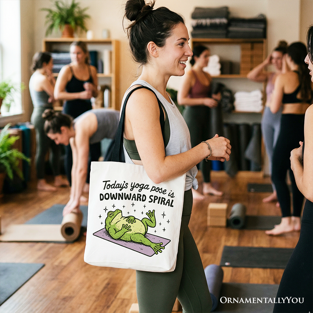 Yoga Frog Downward Spiral Tote Bag