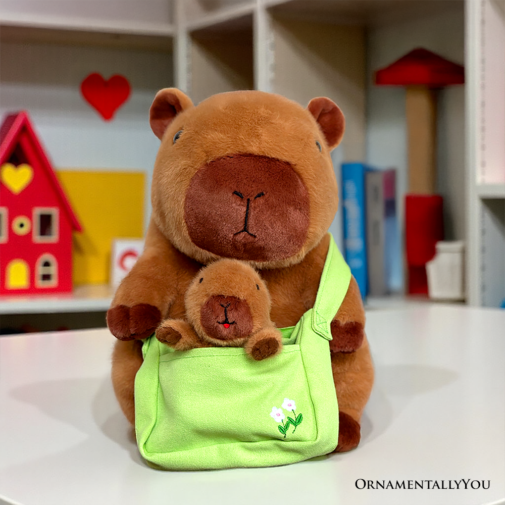 (PRE ORDER) Coco the Capybara and Her Baby Plushie Set, Adorable 12" Stuffed Animal Toy Gift