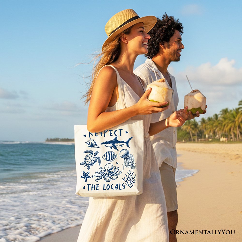 Respect the Locals Ocean Animals Canvas Tote Bag