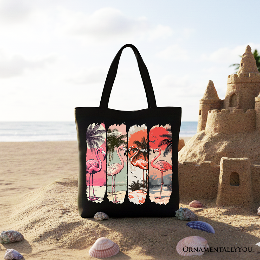 Summer Flamingo Beach Canvas Tote Bag