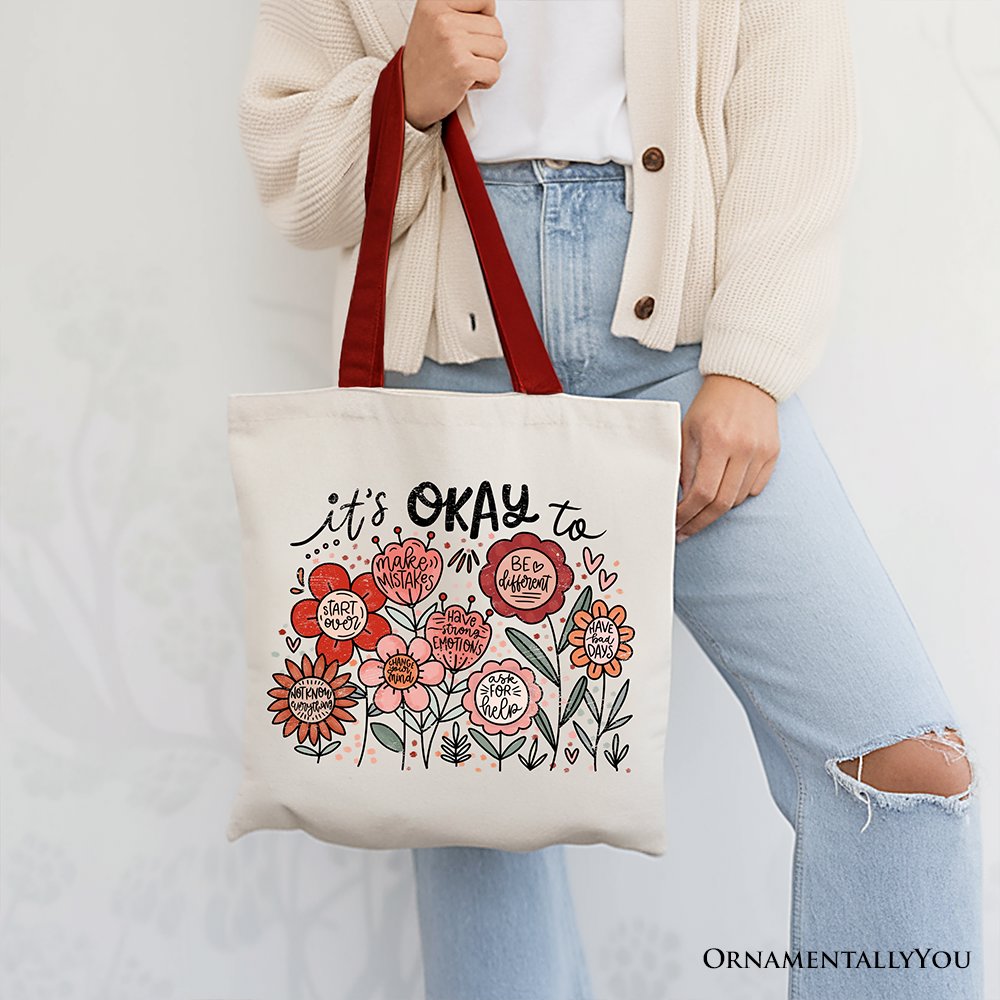 It's Okay Floral Affirmation Canvas Tote Bag
