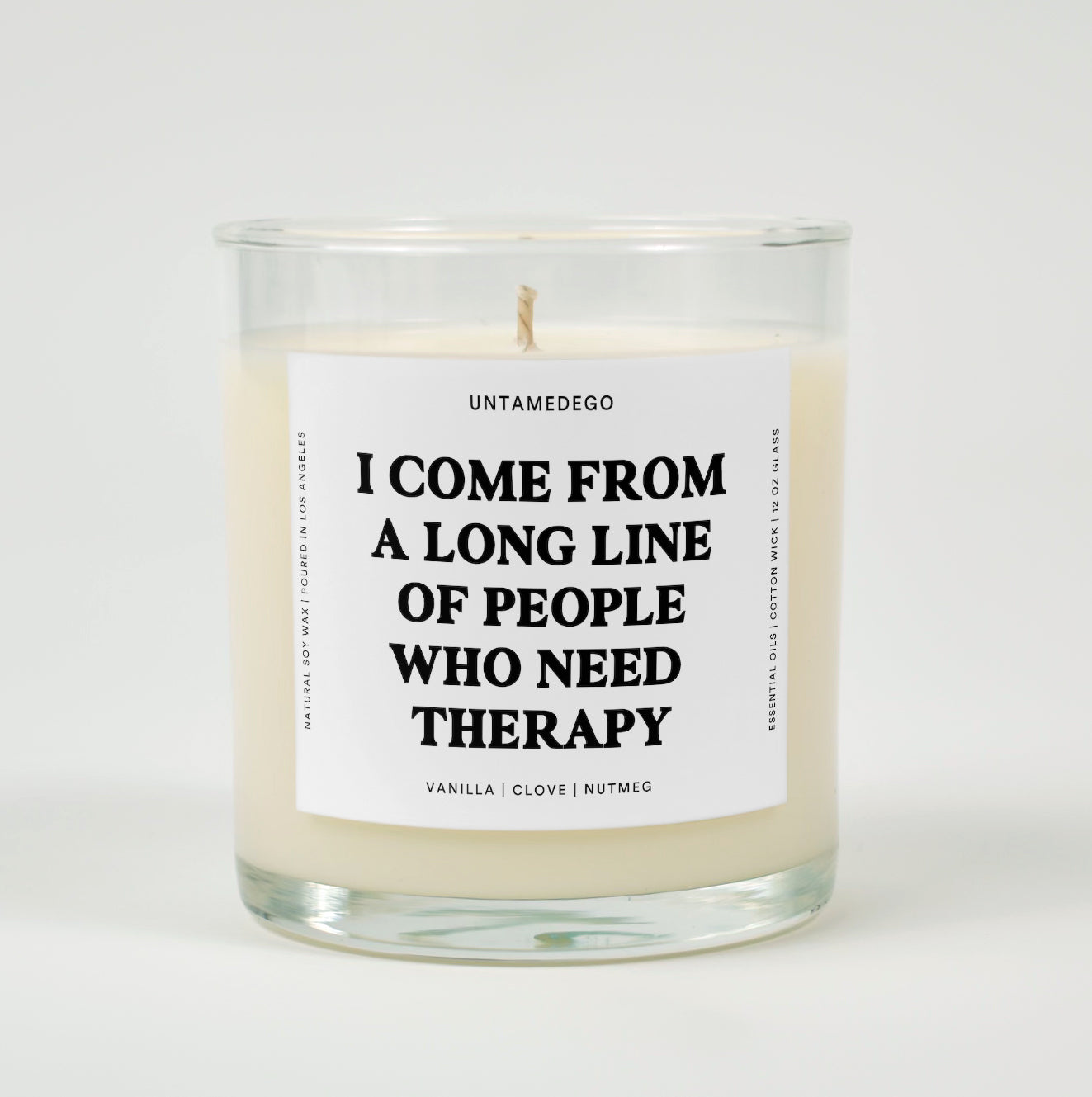 I Come From A Long Line Of People Who Need Therapy Glass Candle