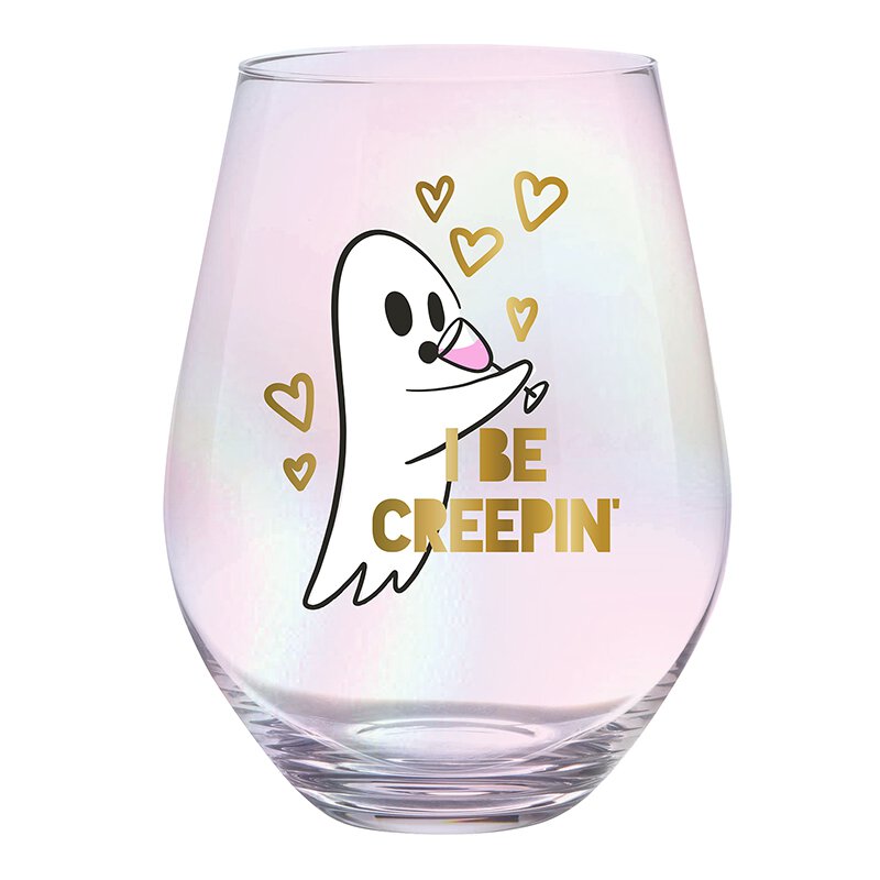 Ghost "I Be Creepin" Jumbo Stemless Wine Glass in Iridescent | 30 Oz.