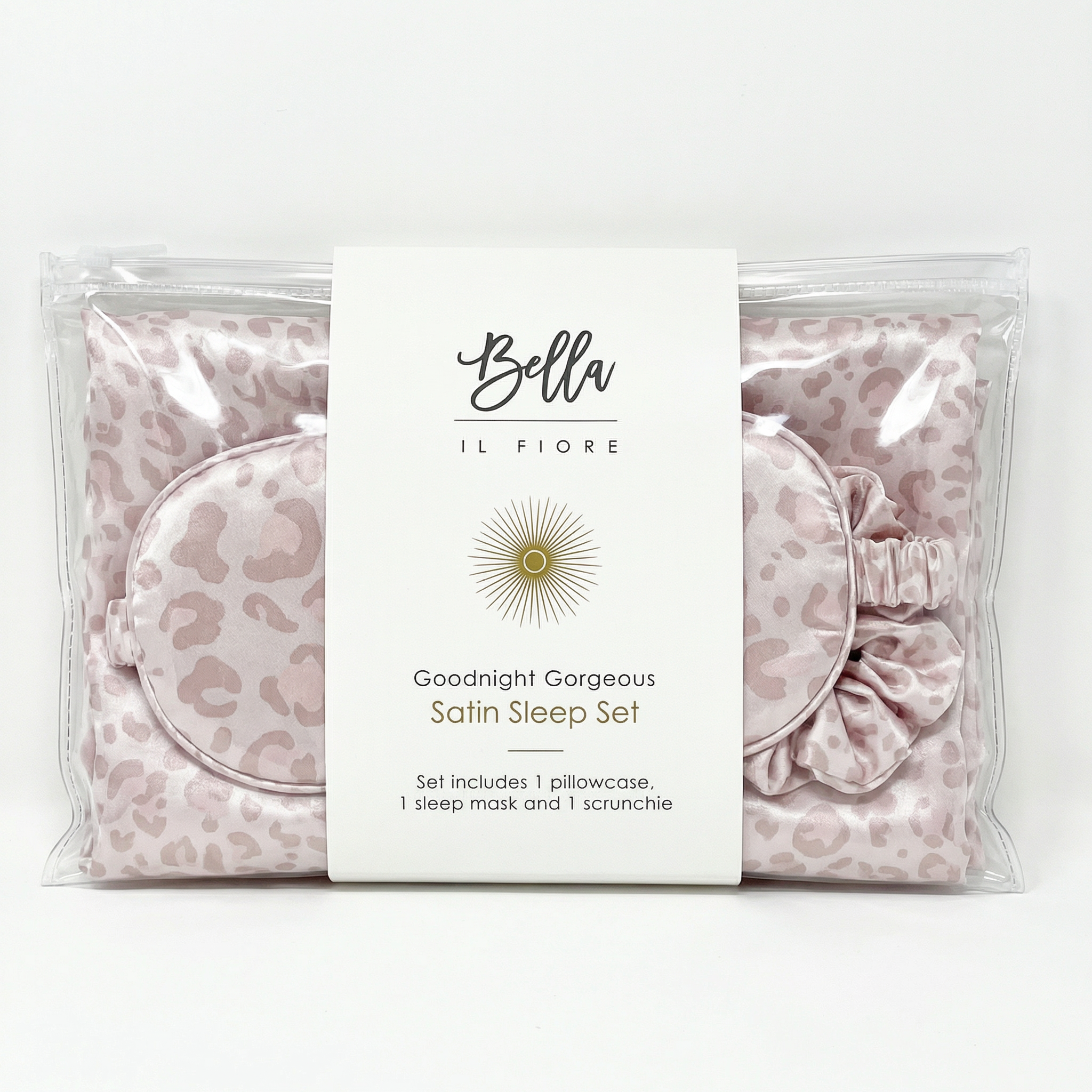 Giftable Leopard Goodnight Gorgeous Satin Sleep Set