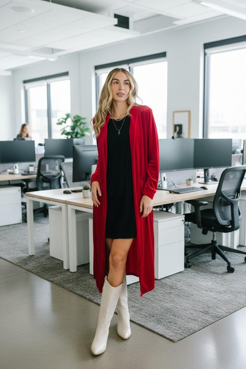 Happy Hours Long Velvet Cardigan