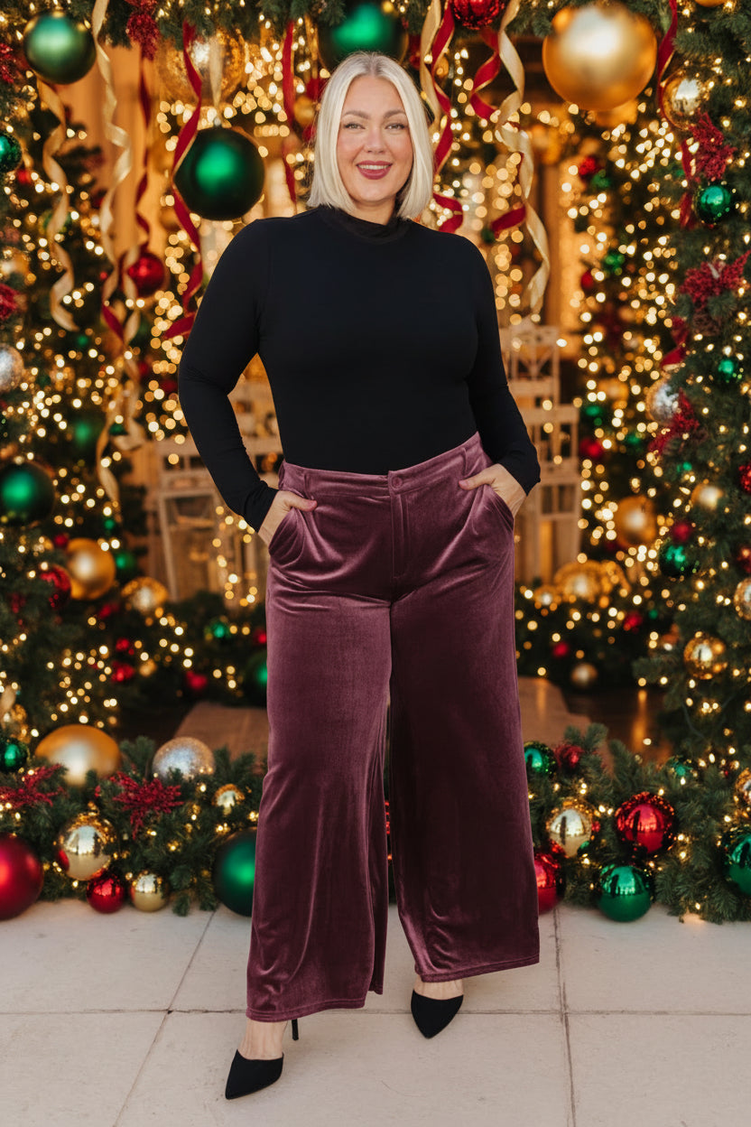 High Society Velvet Wide Leg Trousers