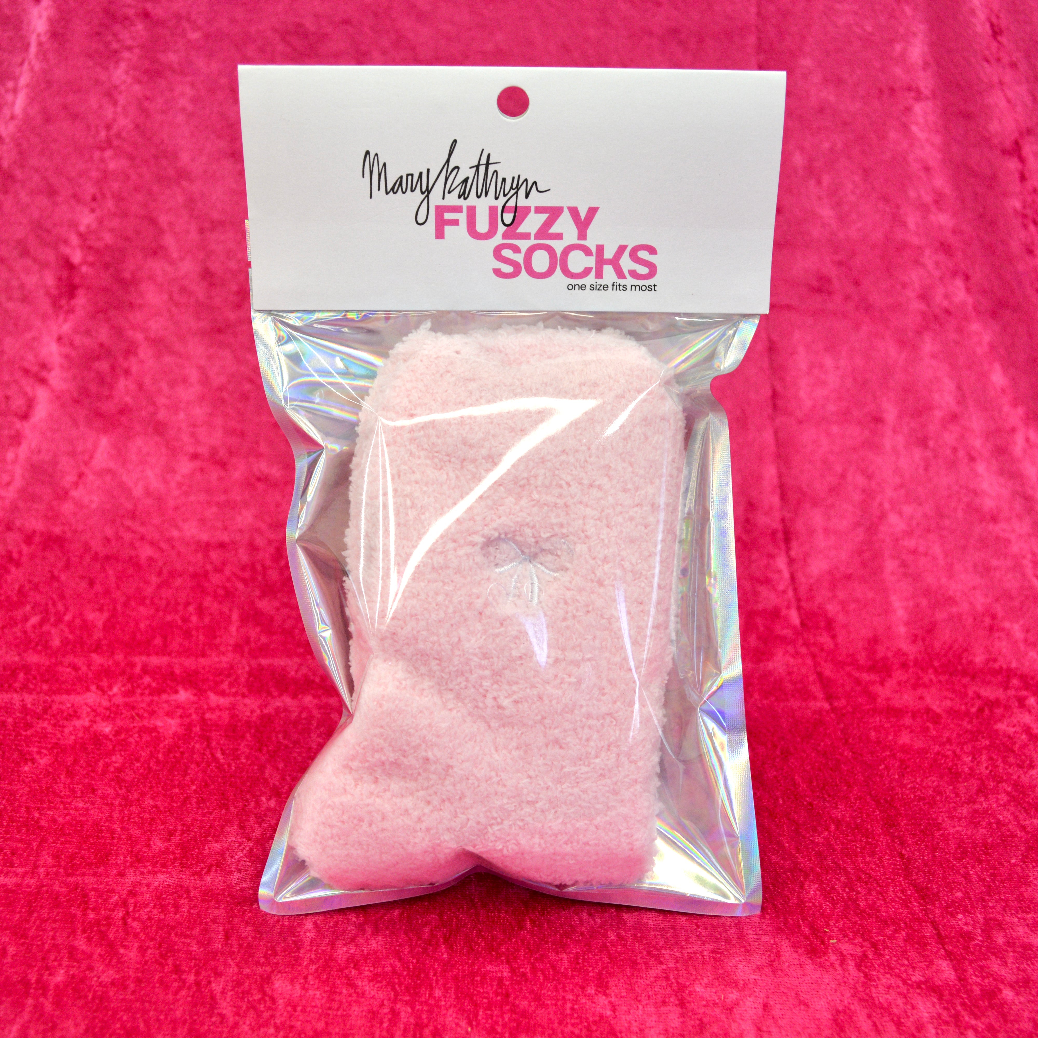 Pink Ribbon Fuzzy Socks