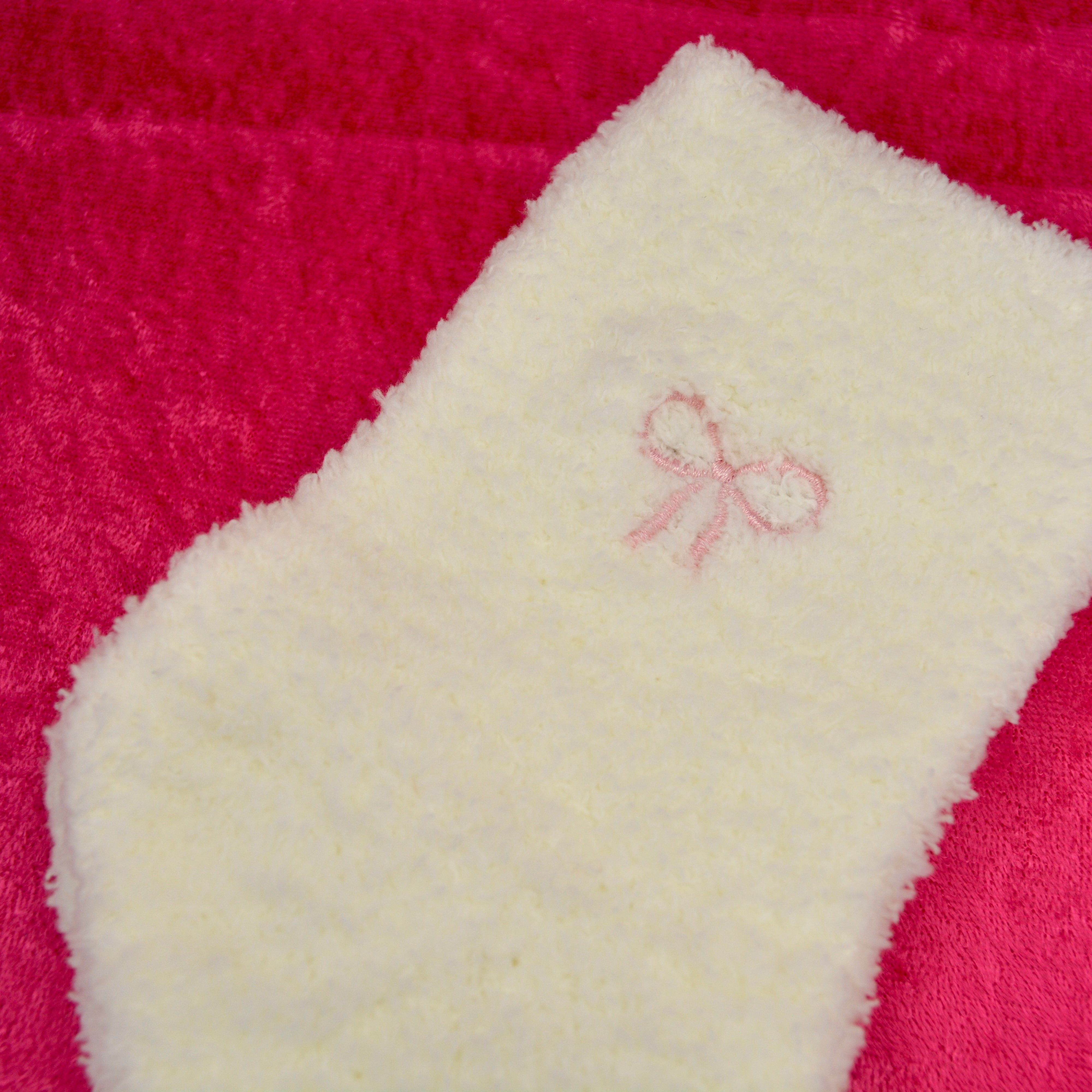 White / Pink Ribbon Fuzzy Socks