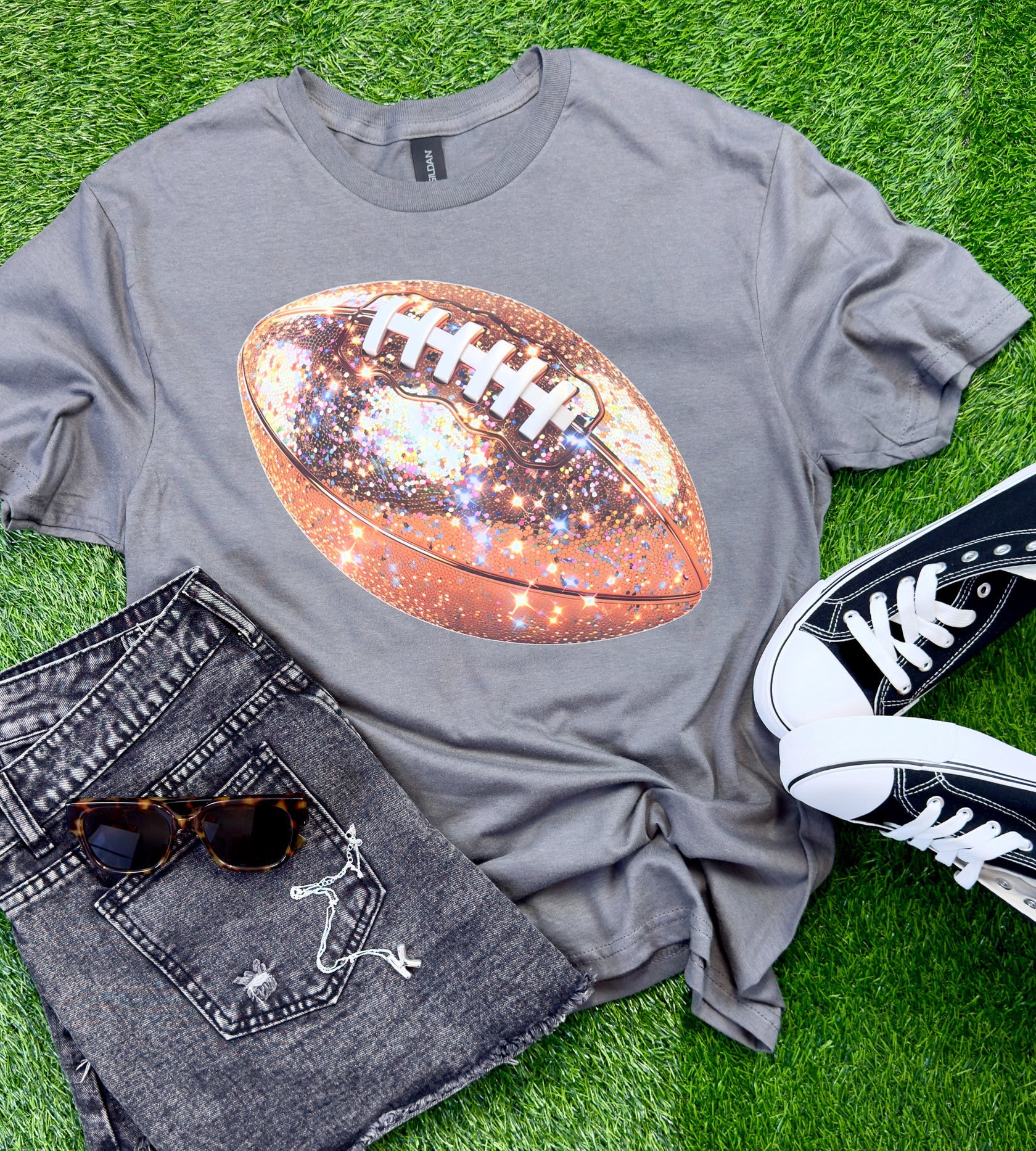 Oversized Glitter Football Tee
