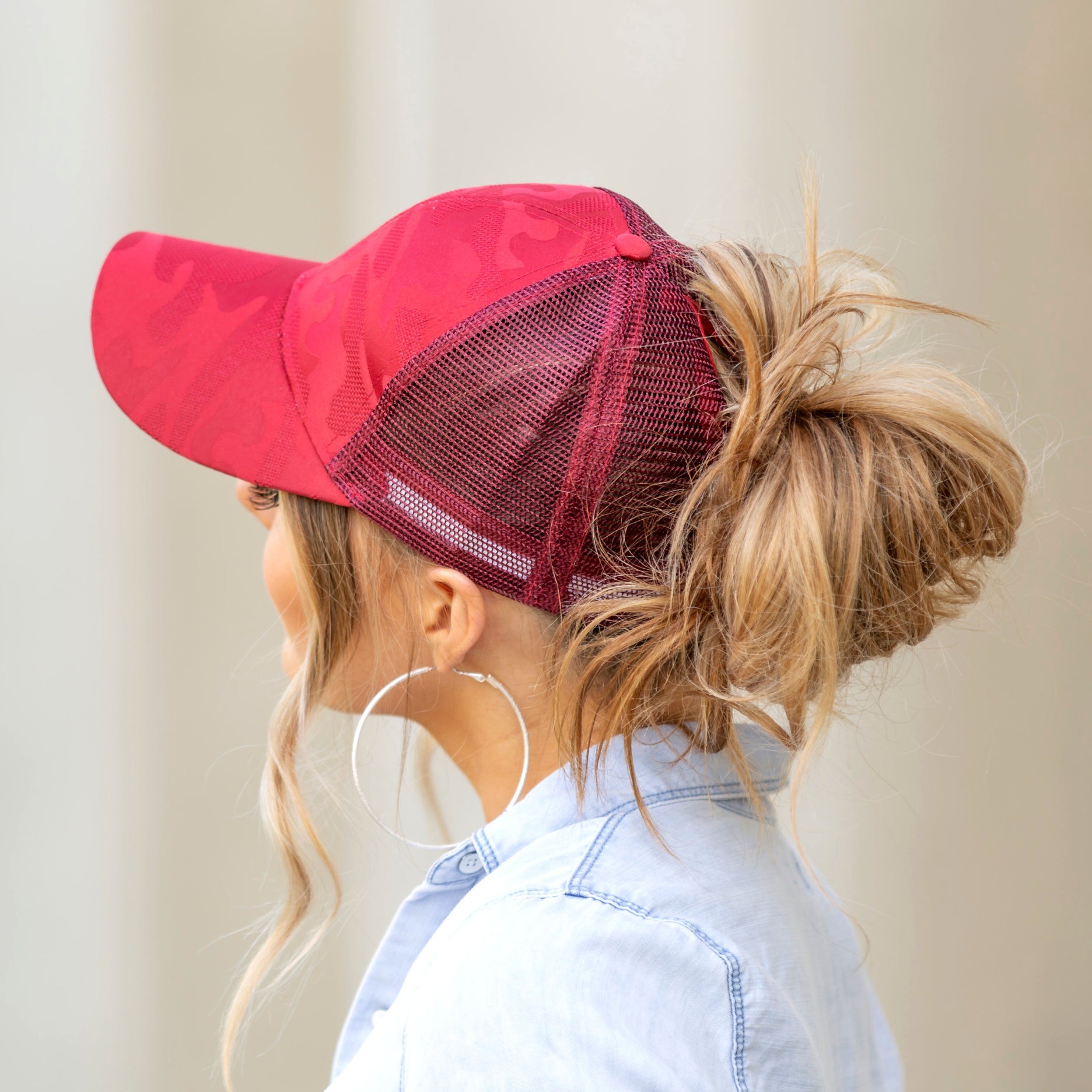 Camo Messy Bun Cap