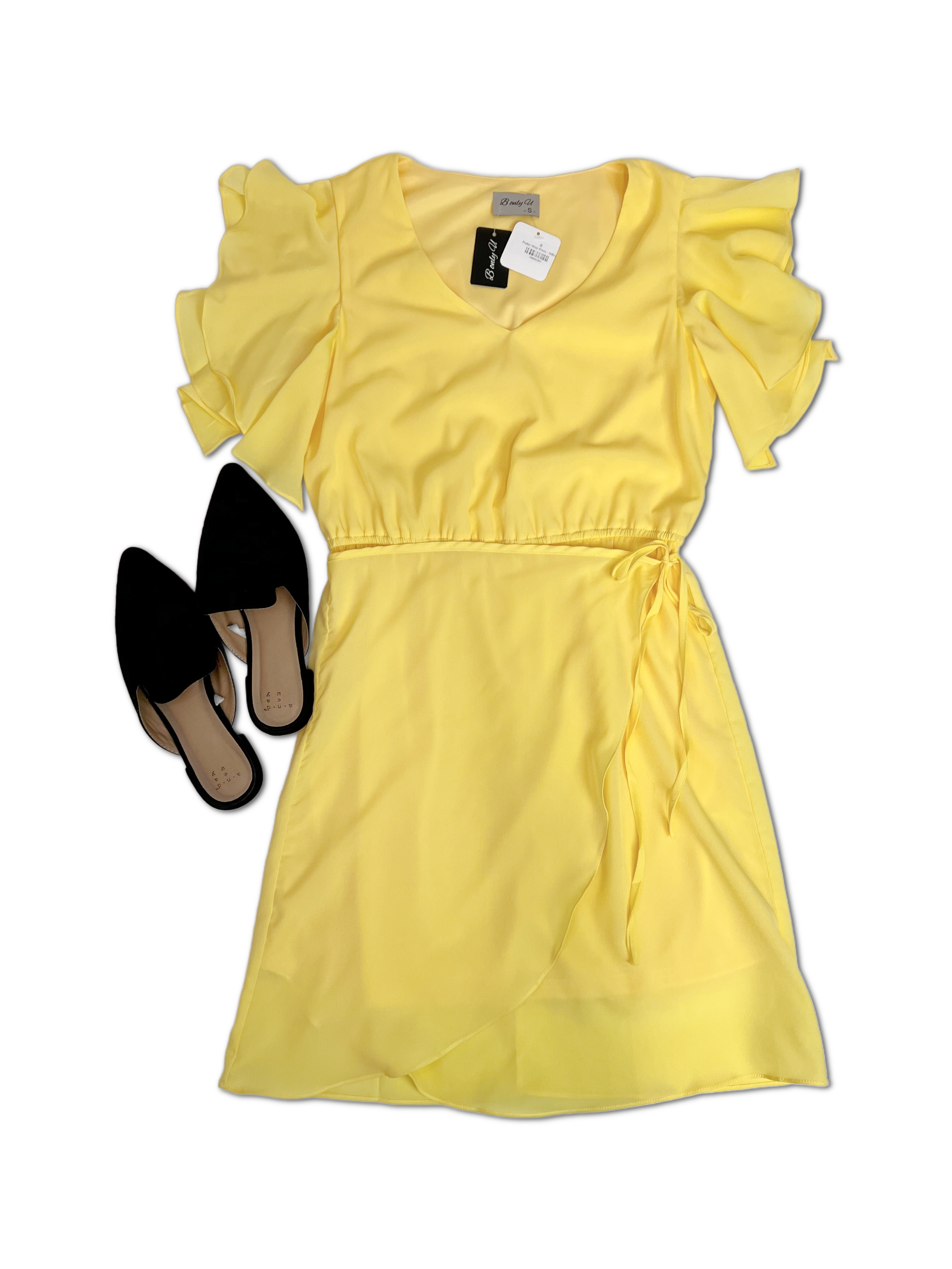 Flutter Wrap Dress - Yellow