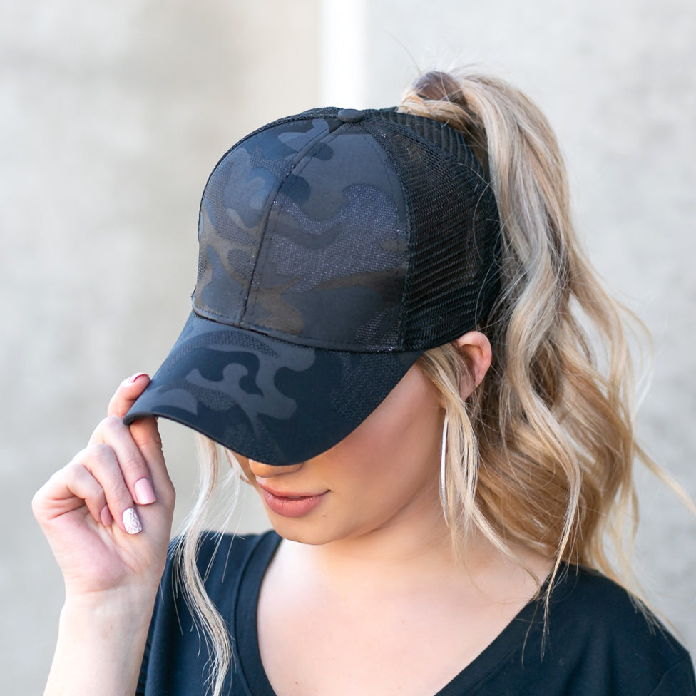 Camo Messy Bun Cap