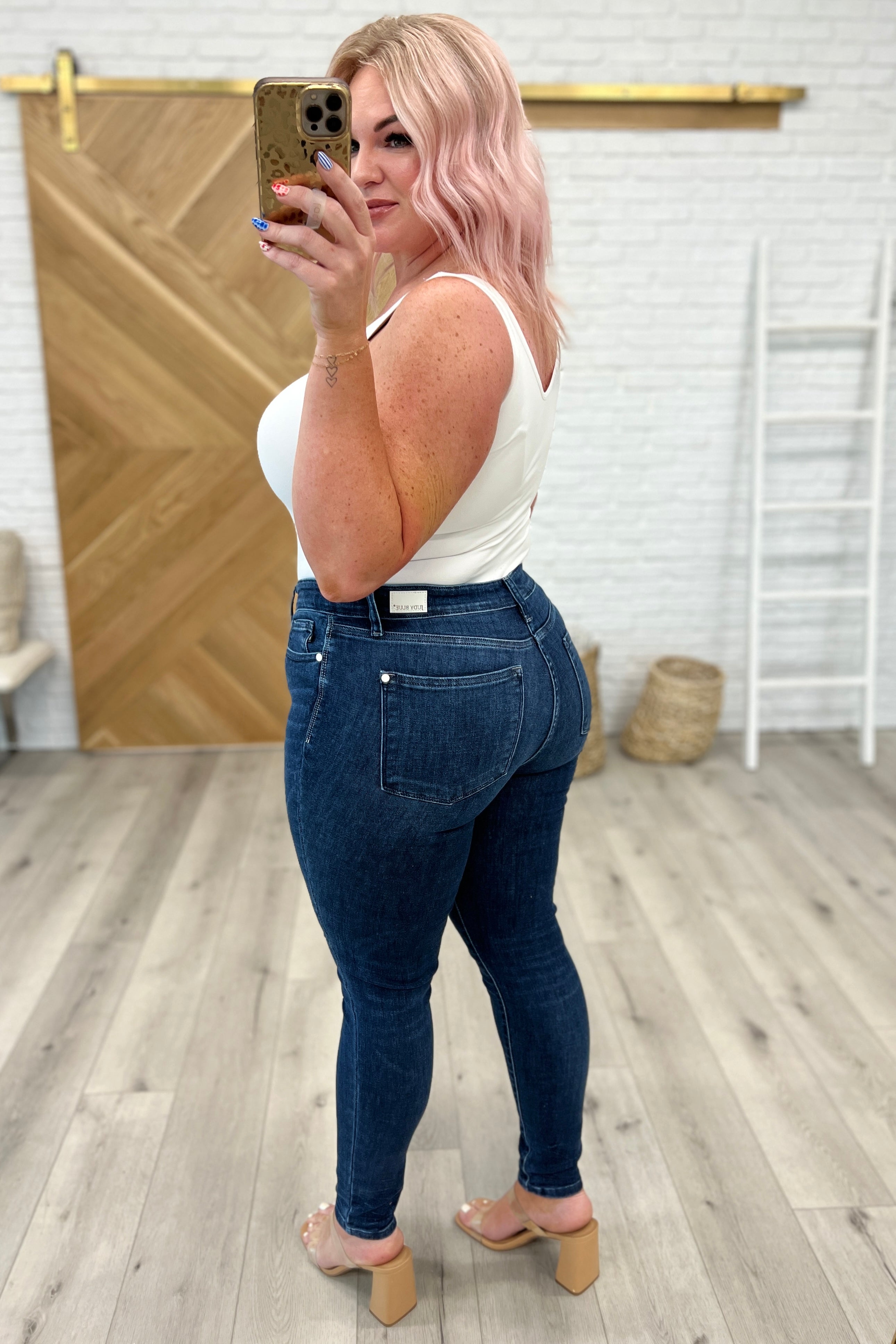 Mid Rise Crinkle Ankle Skinny Jeans