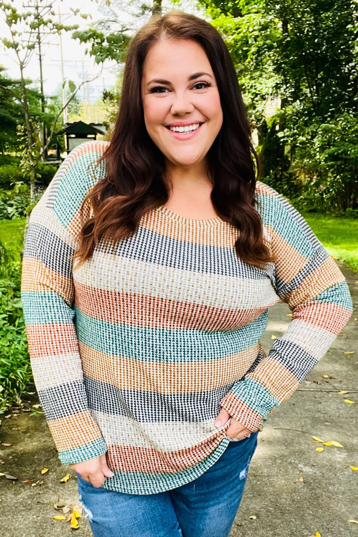 Hunter Green Stripe Vintage Two Tone Top