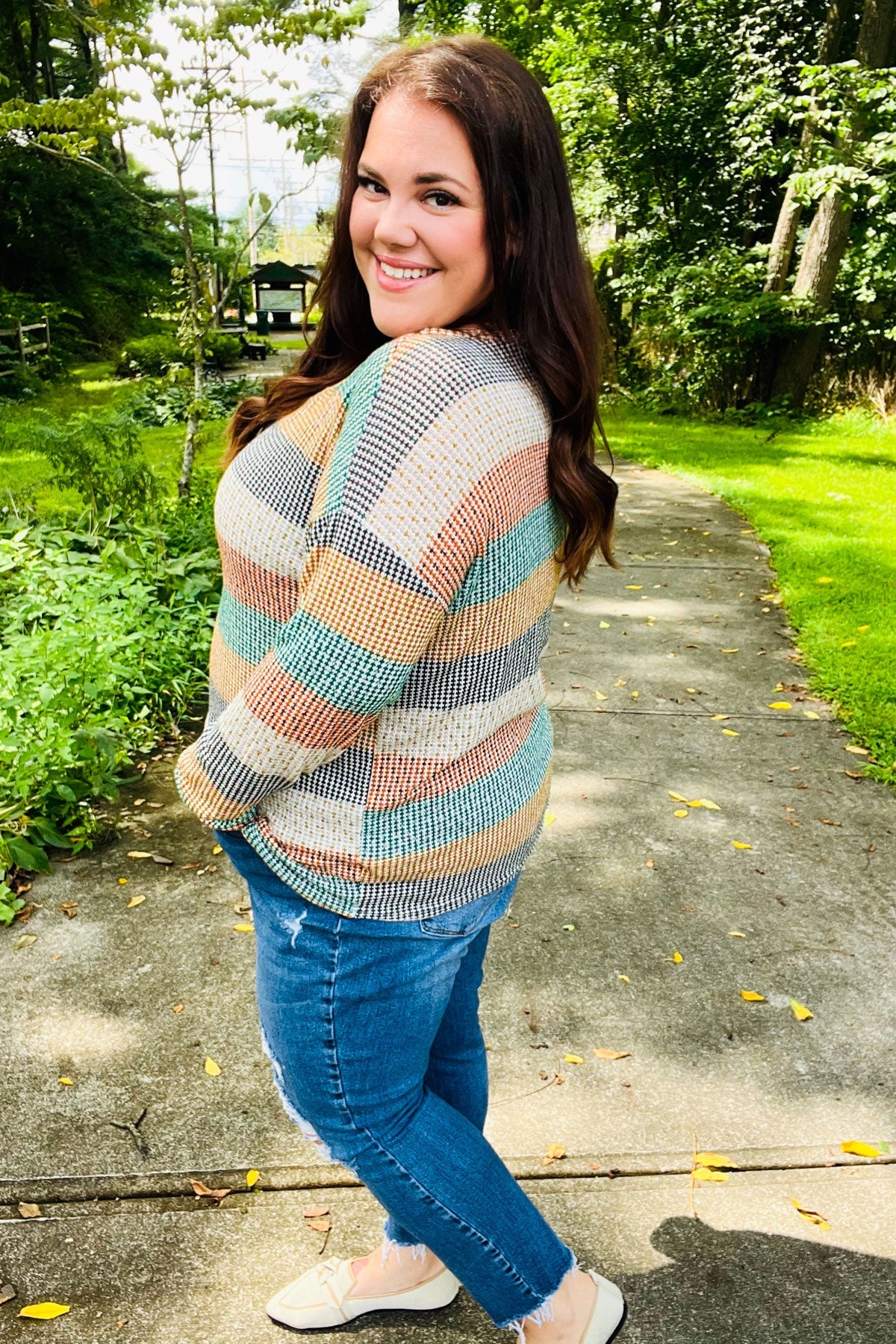 Hunter Green Stripe Vintage Two Tone Top