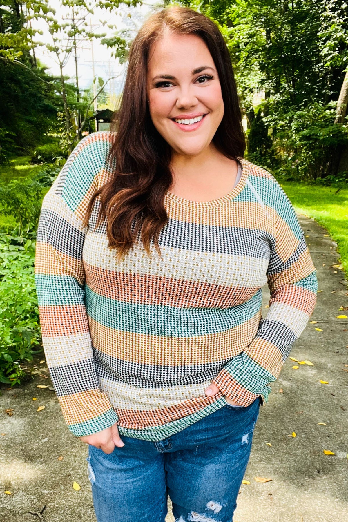 Hunter Green Stripe Vintage Two Tone Top