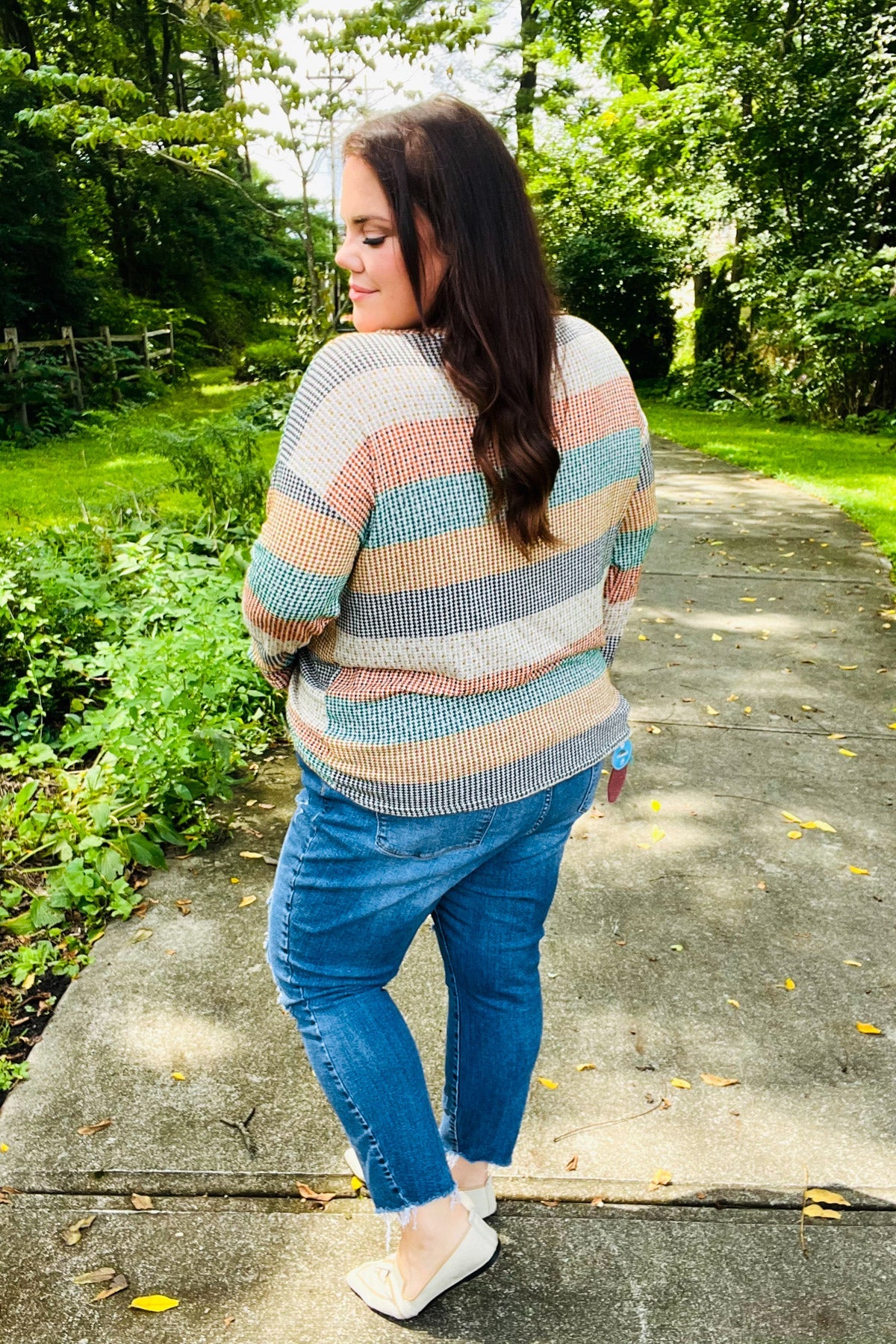 Hunter Green Stripe Vintage Two Tone Top