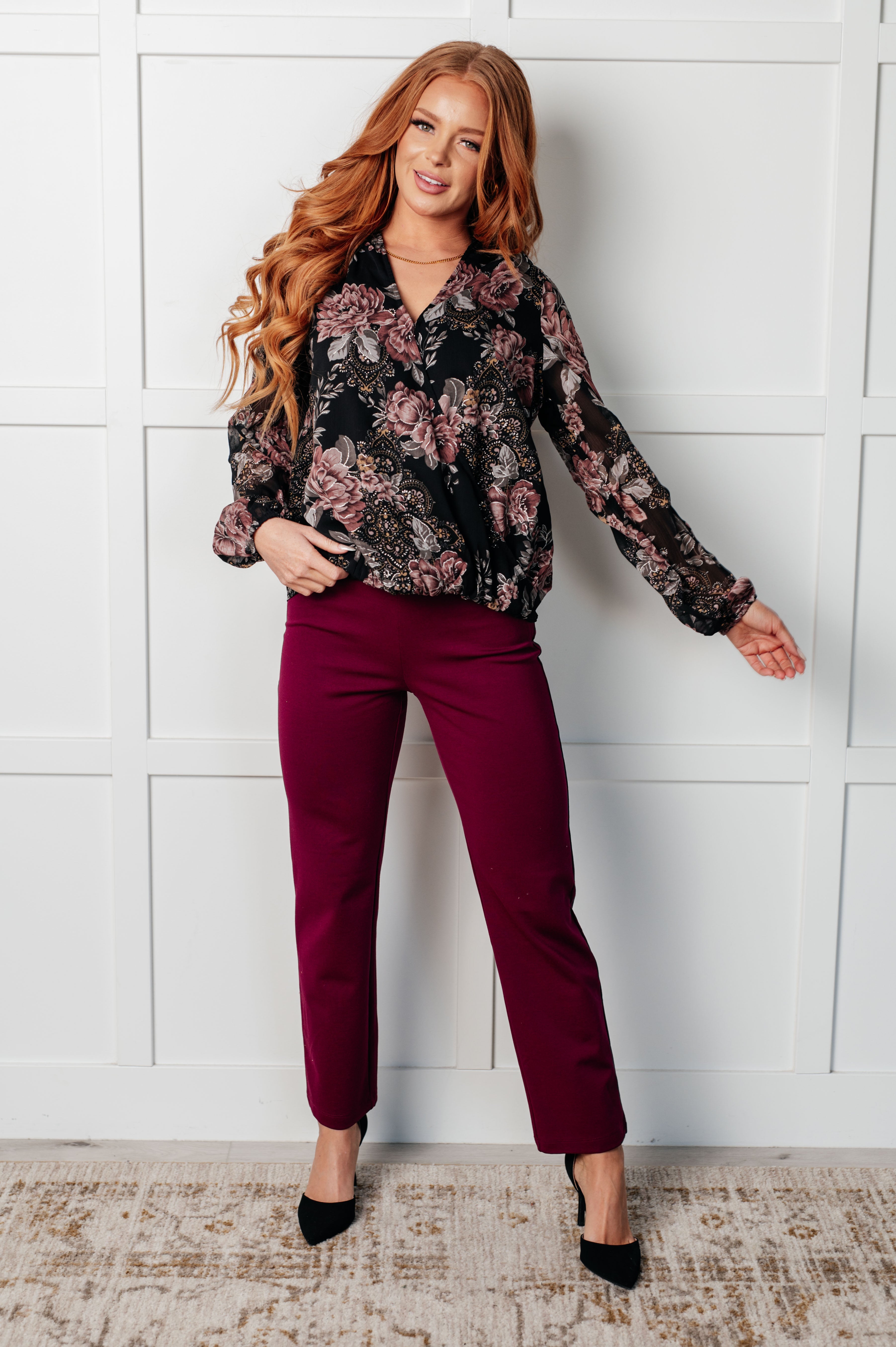 I Wish We Had it All Surplice Floral Blouse