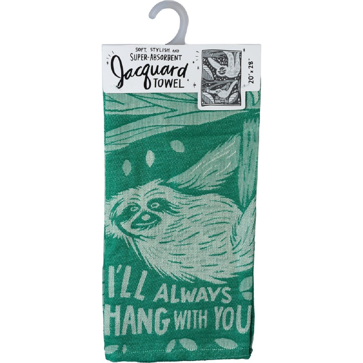 I'll Always Hang With You Sloth Dish Towel in Green