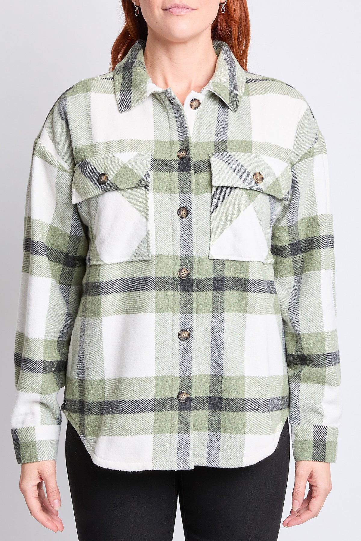 Oversized Plaid Flannel Sherpa Shacket