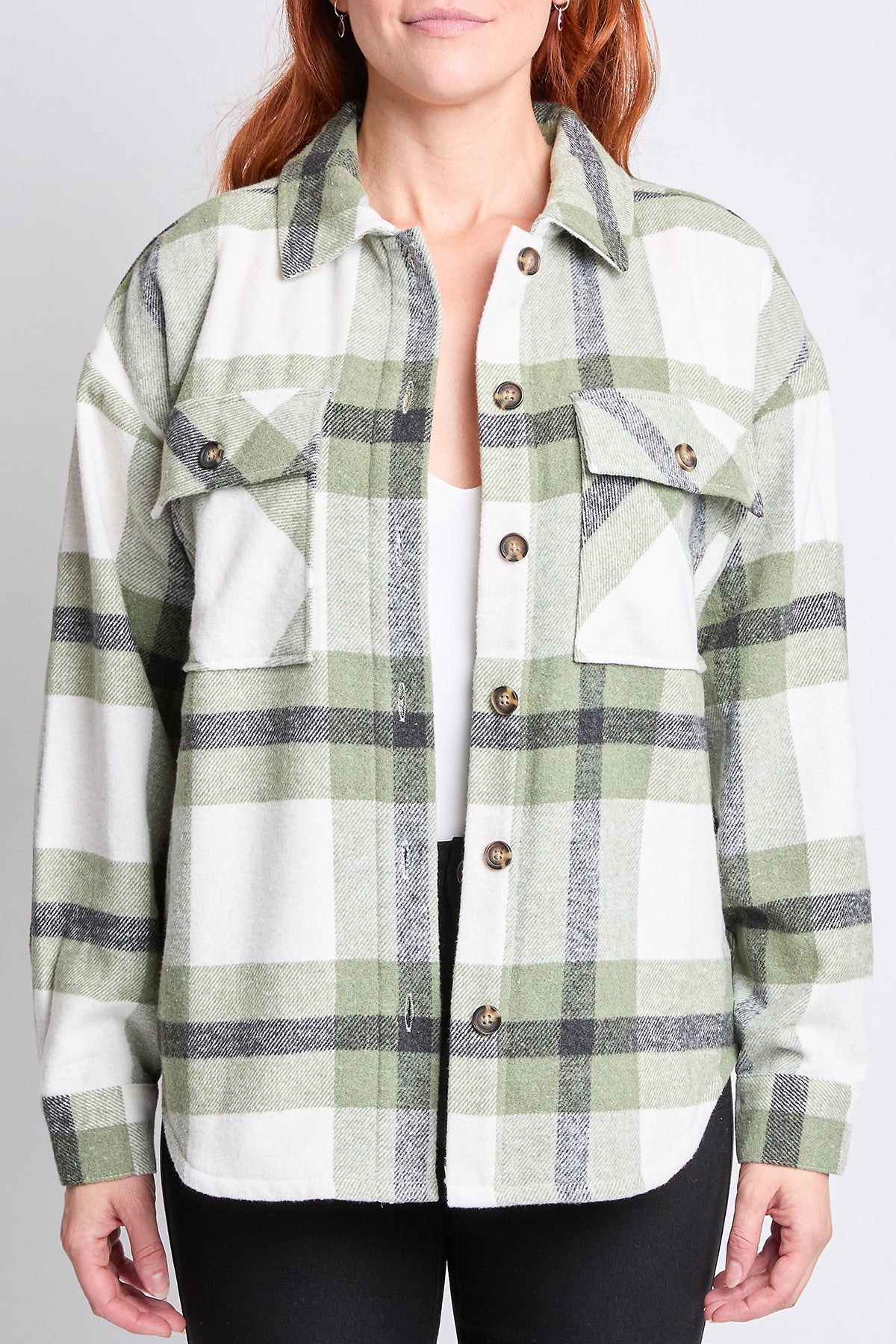 Oversized Plaid Flannel Sherpa Shacket