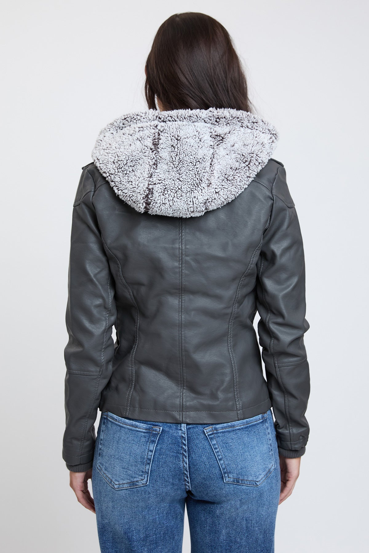 Motto Pleather Jacket with Fur Lining
