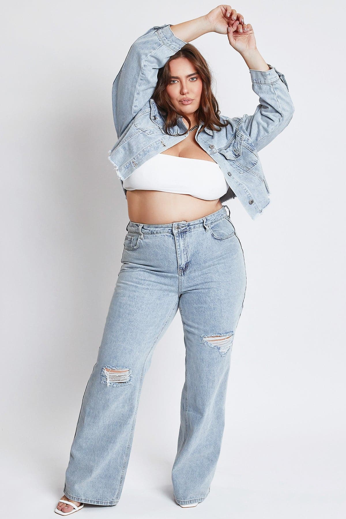 High Rise Relaxed Wide Leg Jeans - Plus