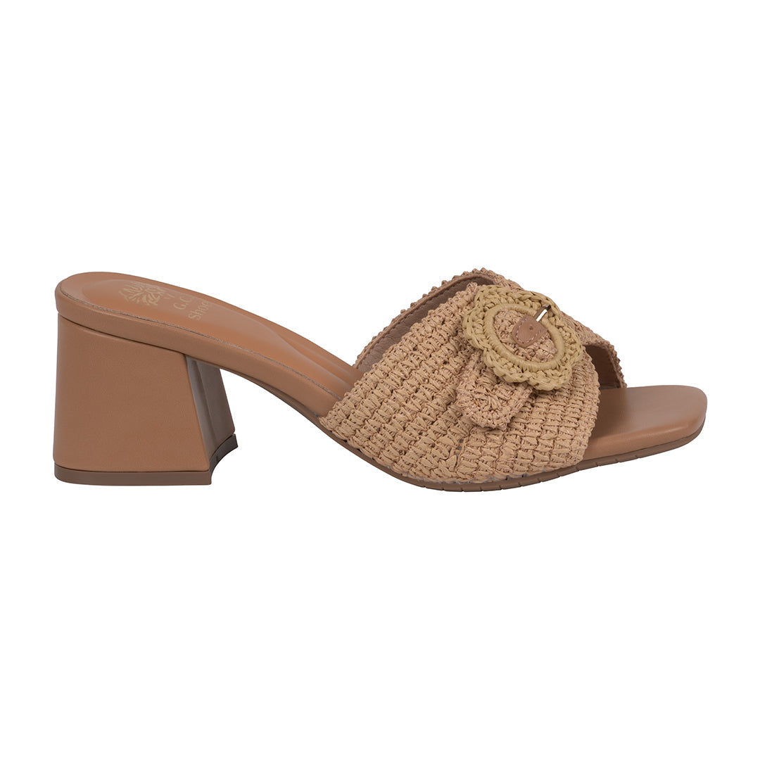 Liza Natural Woven Heeled Sandals