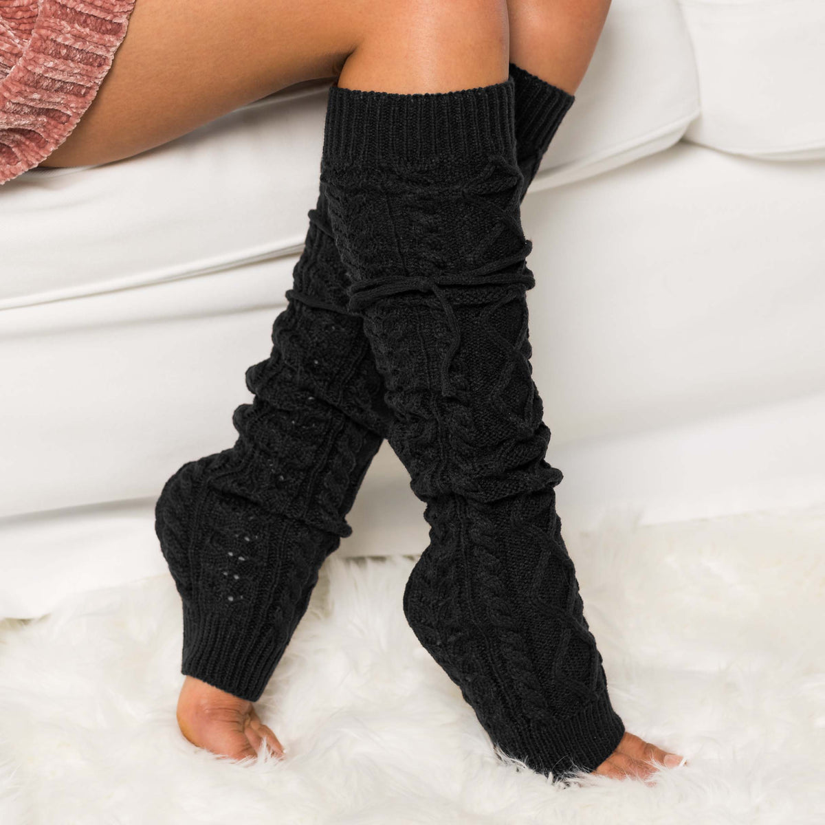 Long Cable-Knit Leg Warmer