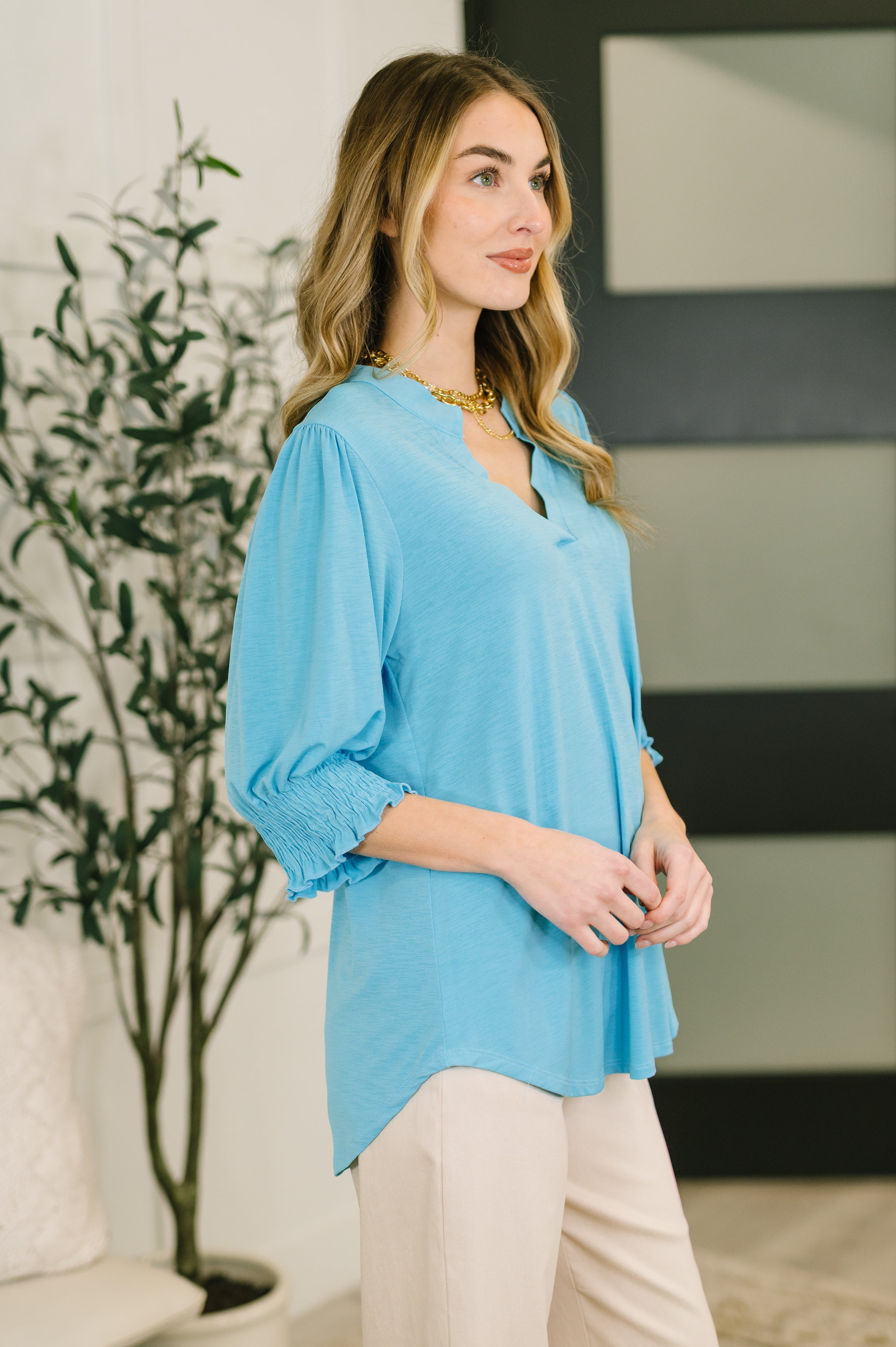 Lizzy Smock Top in Coastal