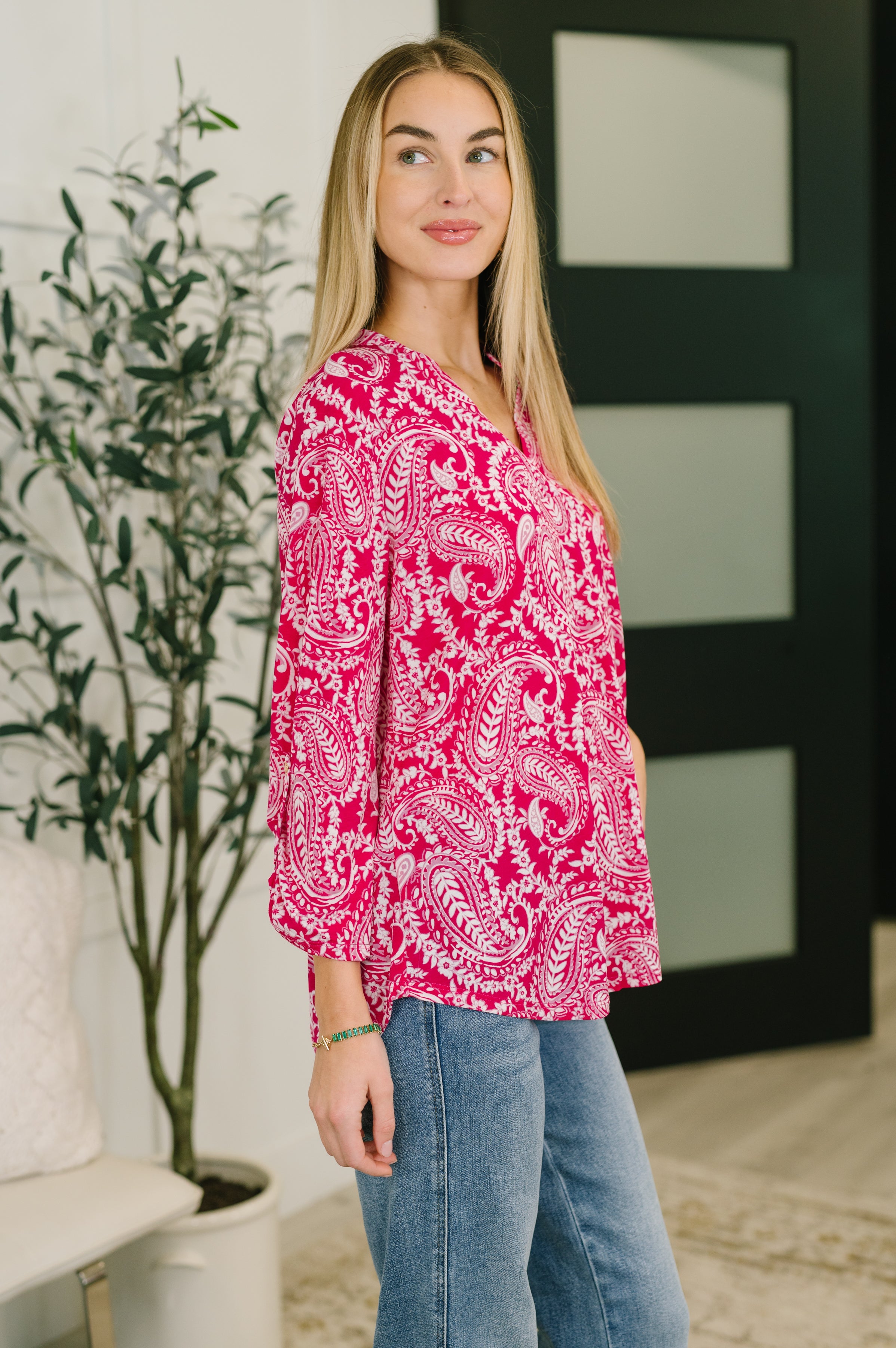 Lizzy Top in Pink Paisley