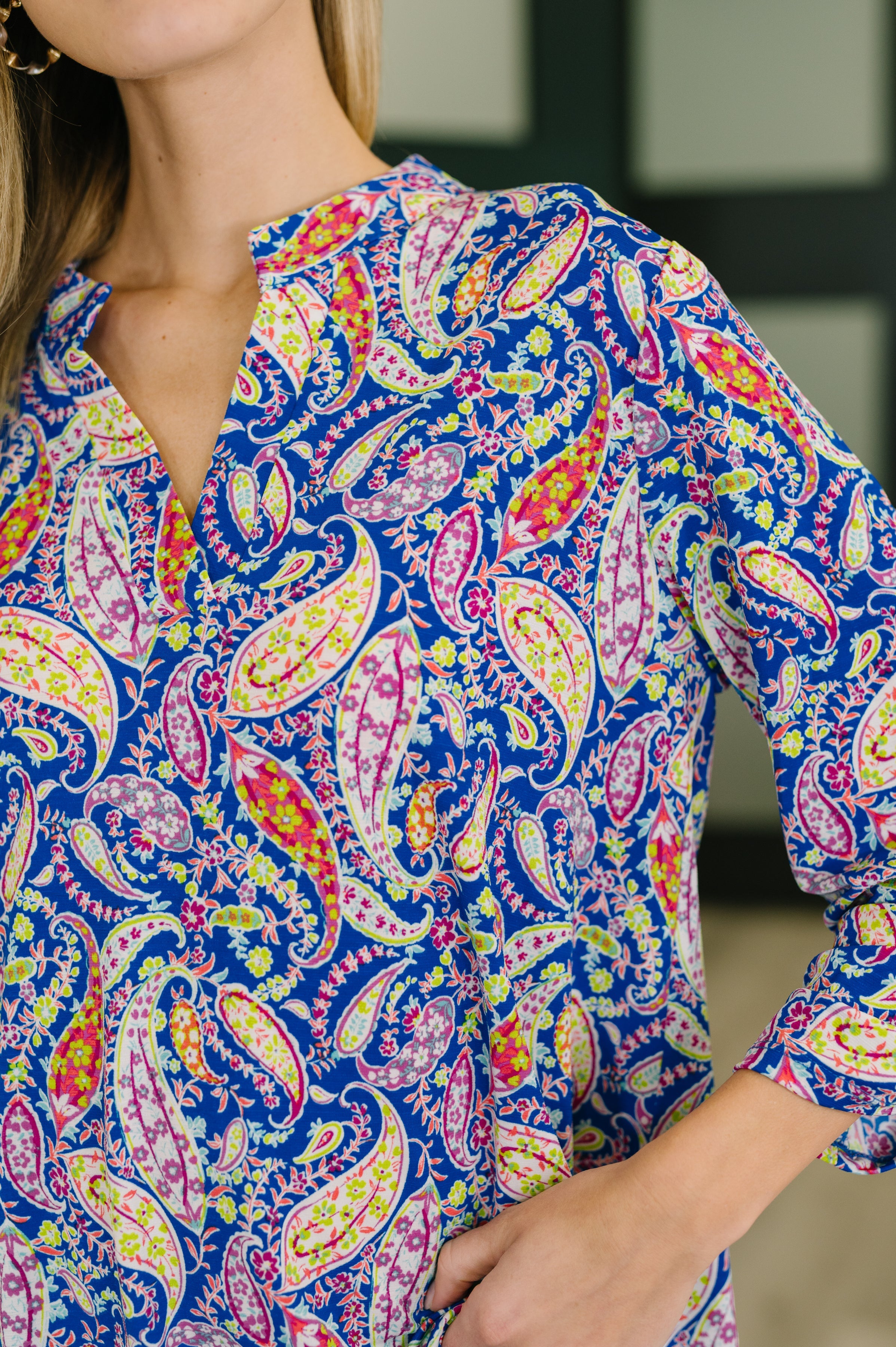 Lizzy Top in Royal Blue Paisley