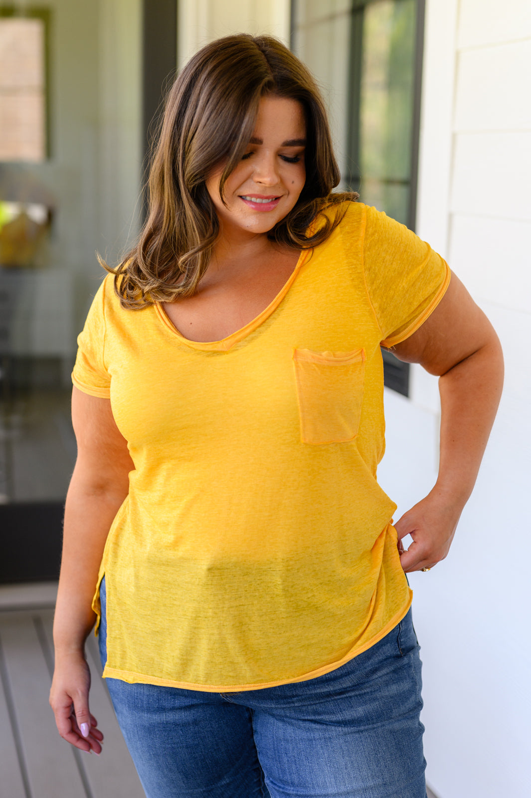 Melange Burnout V-Neck T-Shirt