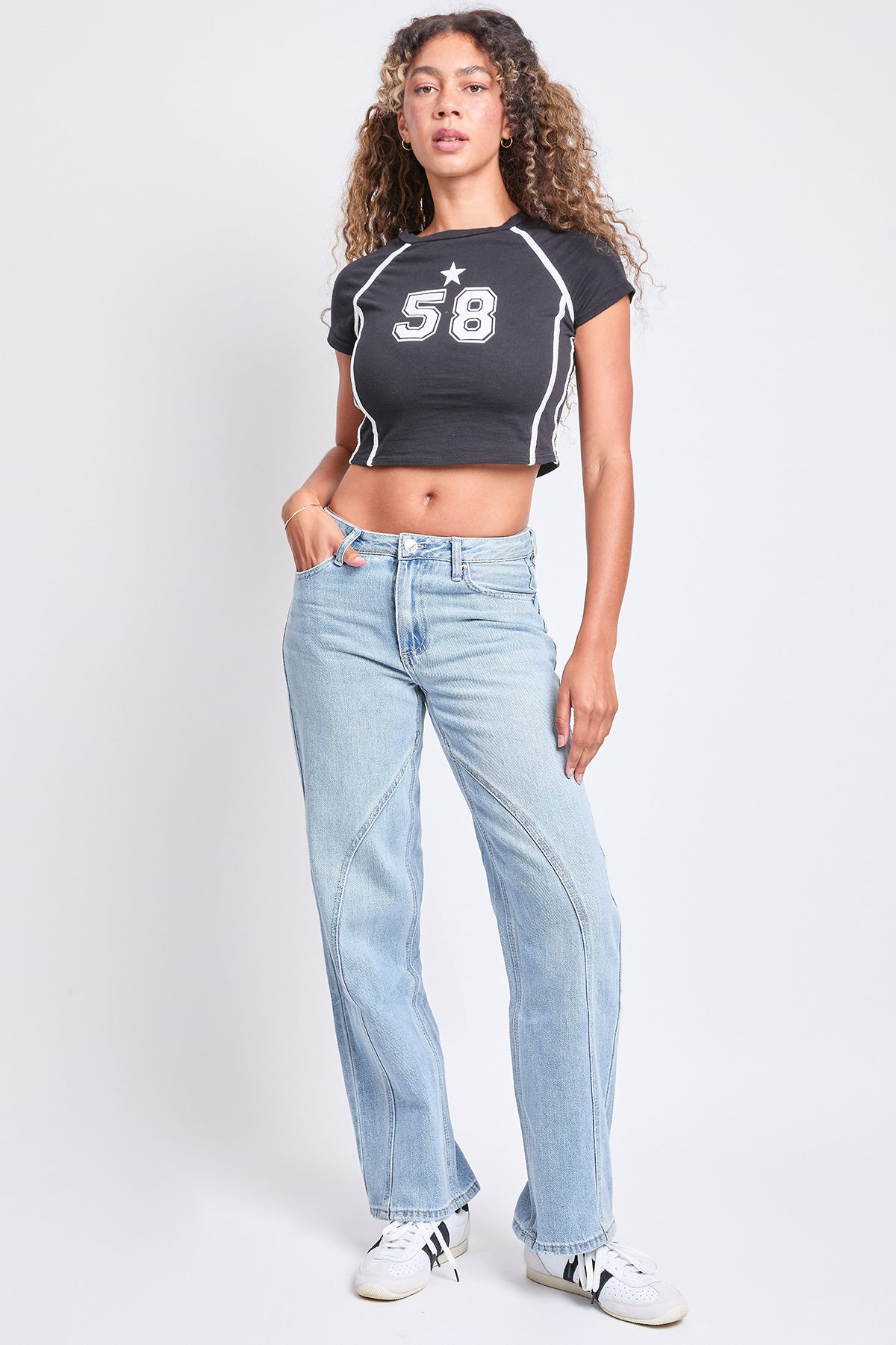 Mid Rise Relaxed Rigid Straight Jeans