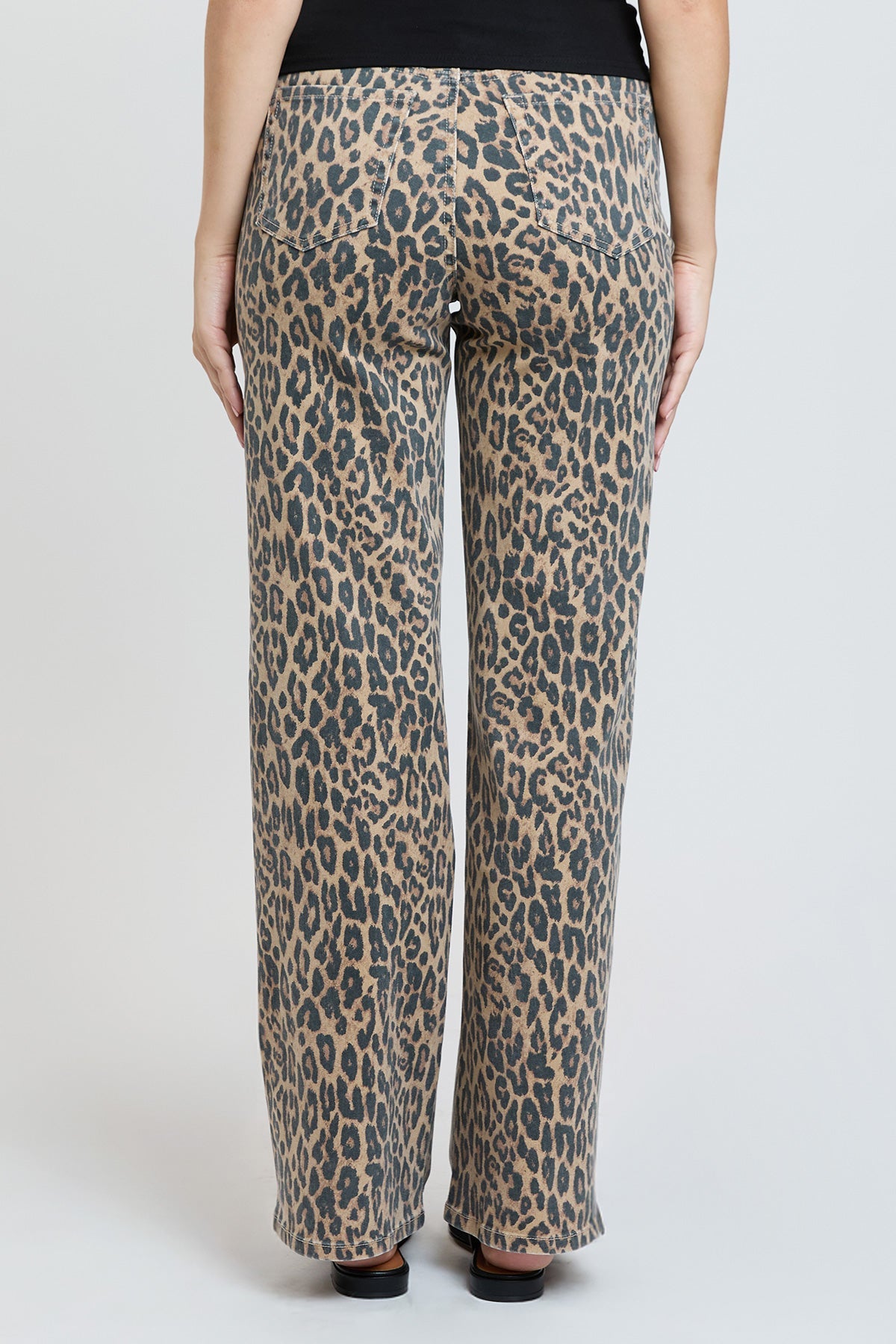 High Rise Animal Print Wide Leg Jeans