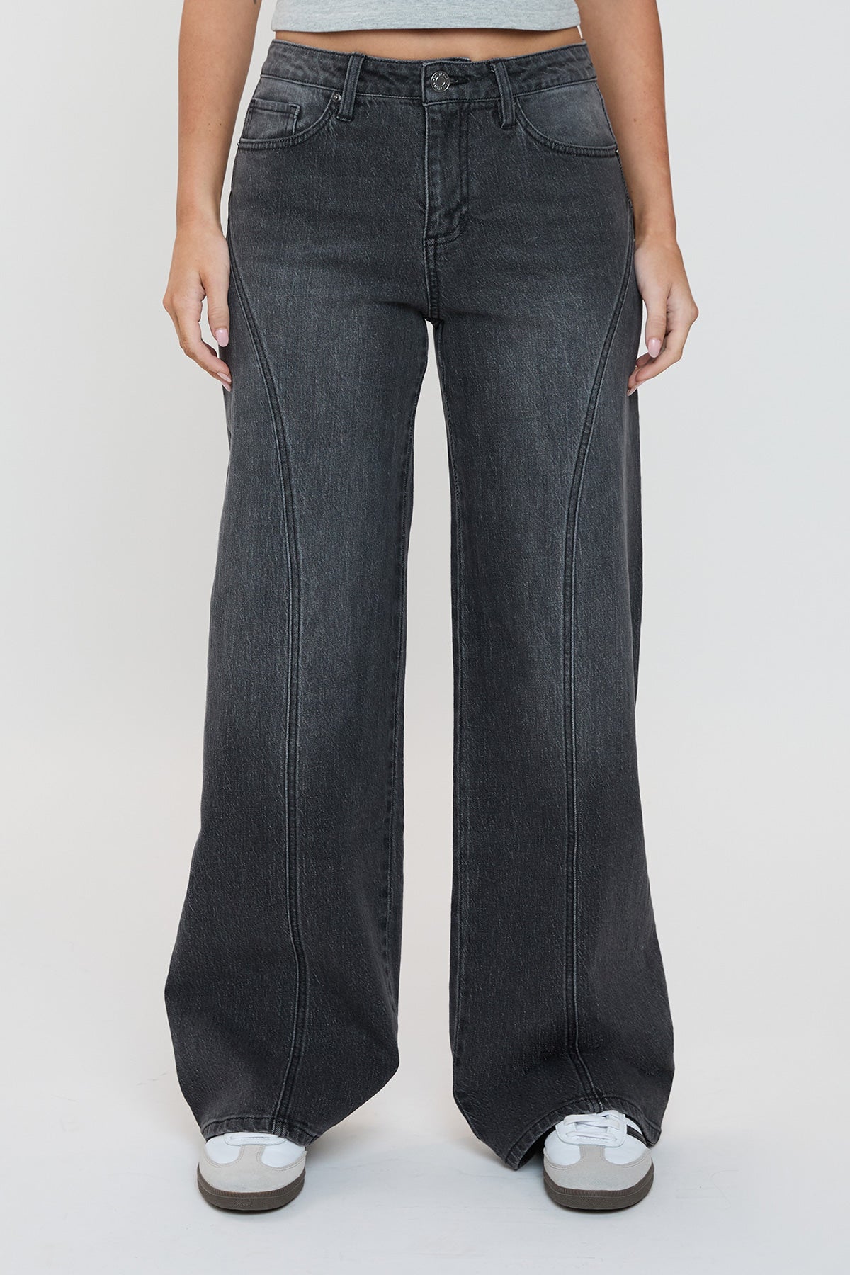 Luxe Bella Seam Detail Wide Leg Jeans