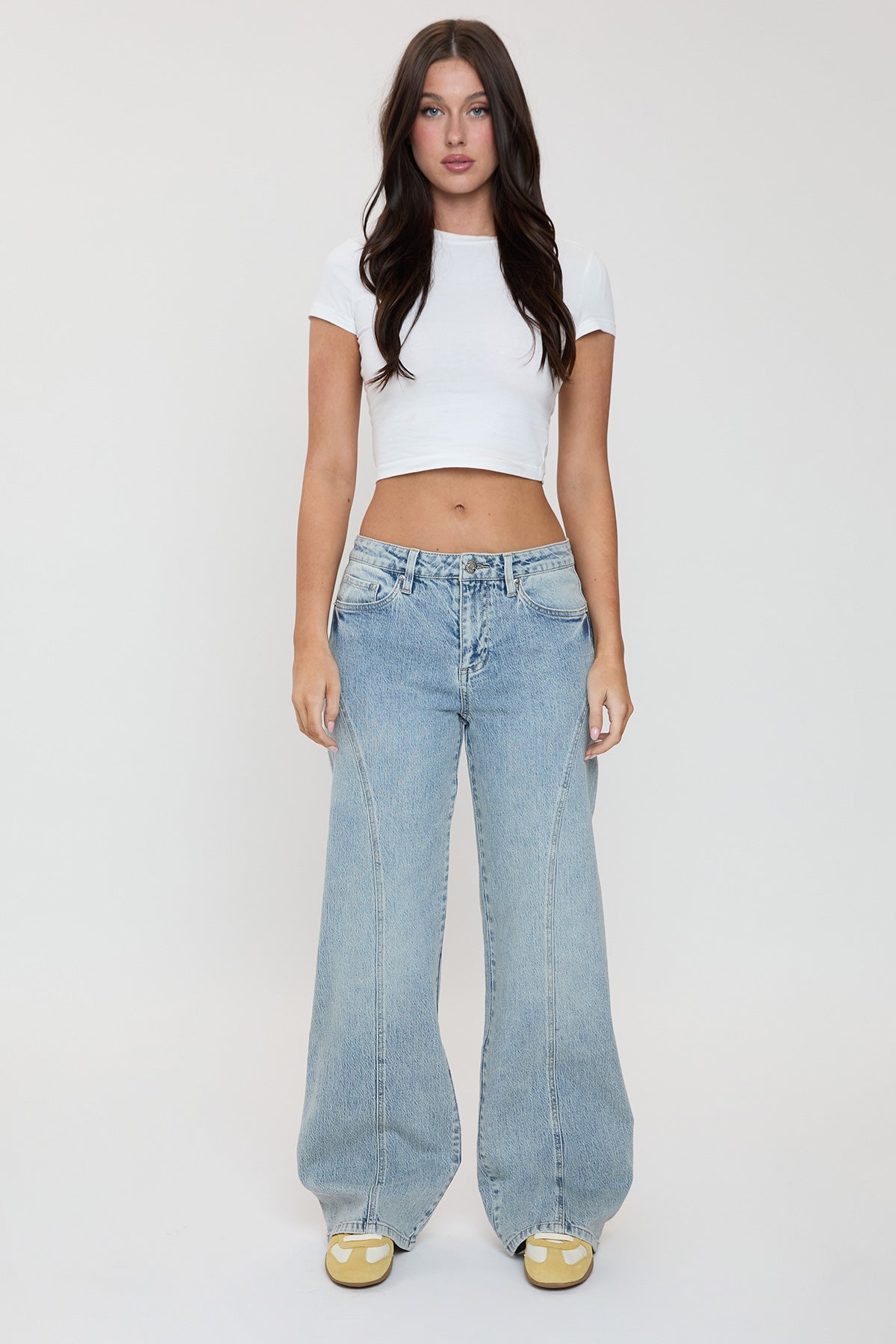 Luxe Bella Seam Detail Wide Leg Jeans